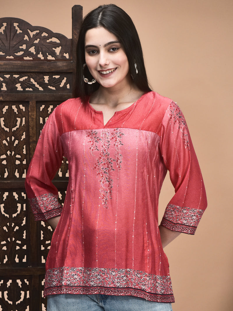 Muslin Pink Printed Tunic