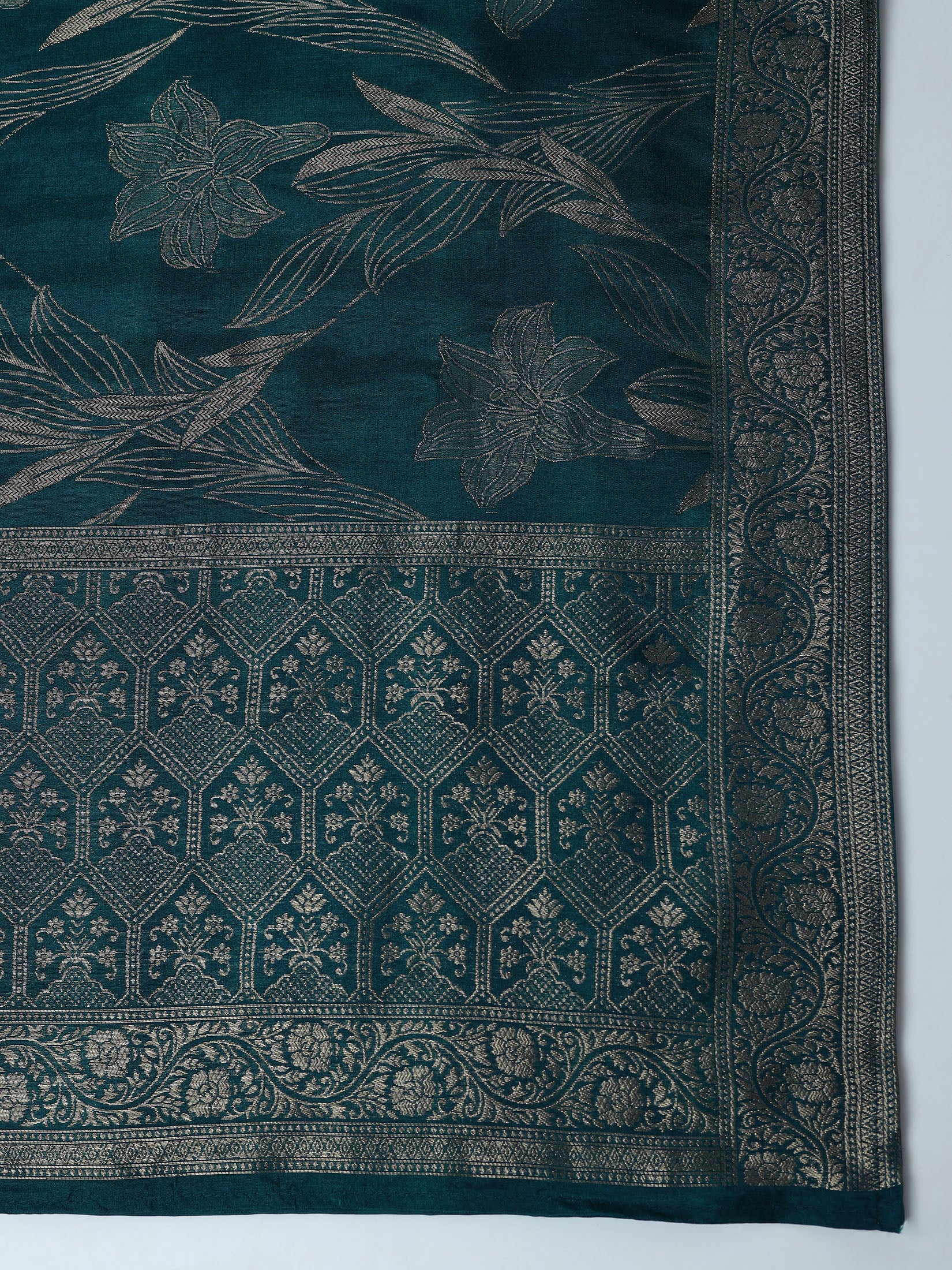 Women Silk Jacquard Blue Woven Kurta Split Pant Dupatta