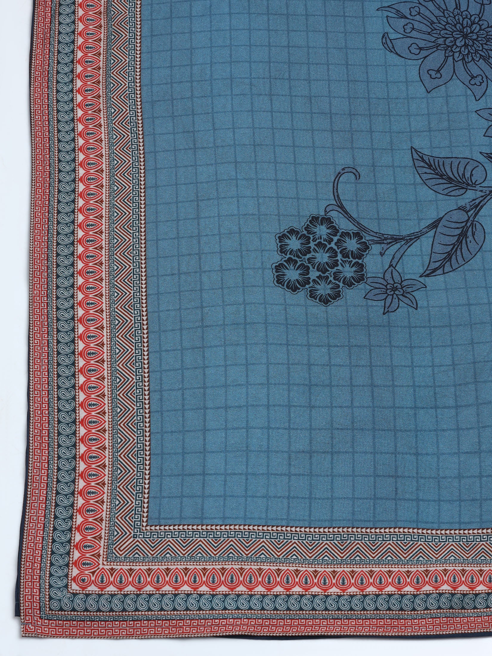 Women Liva Blue Printed Kurta Comfort Pant Dupatta