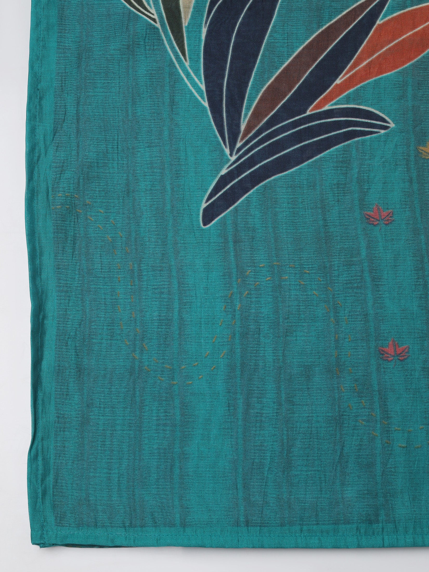 Women Liva Teal Blue Printed Kurta Comfort Pant Dupatta