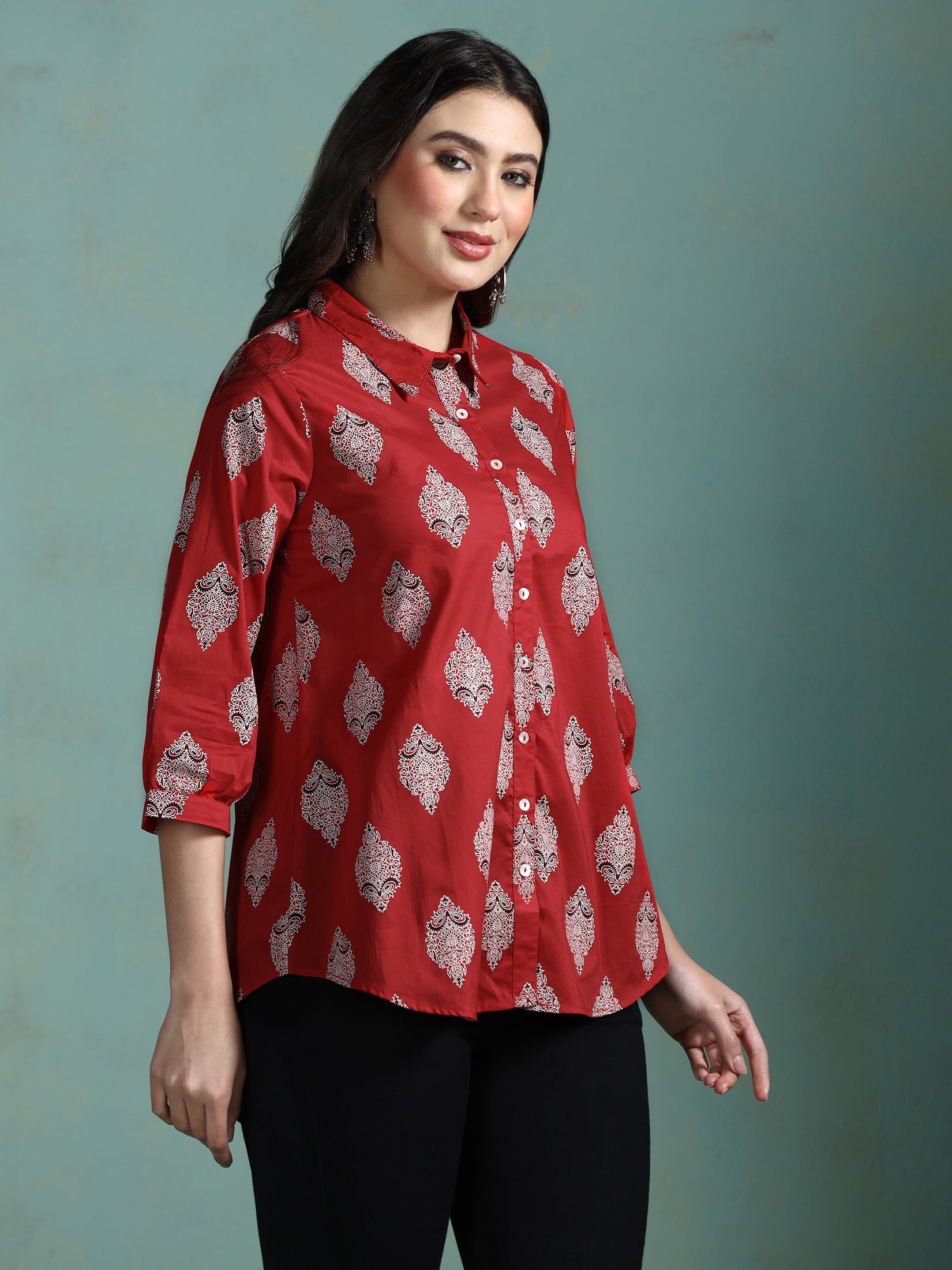 Women Cotton Fuchsia Printed Tunic