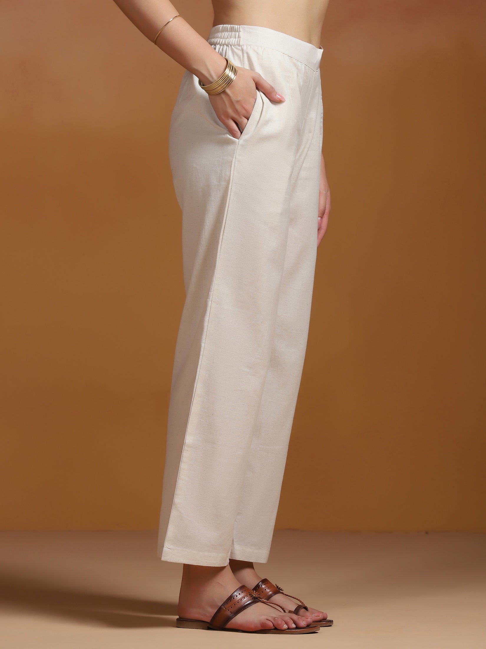 Women Cotton Flex Off White Embroidered Kurta Comfort Pant Dupatta