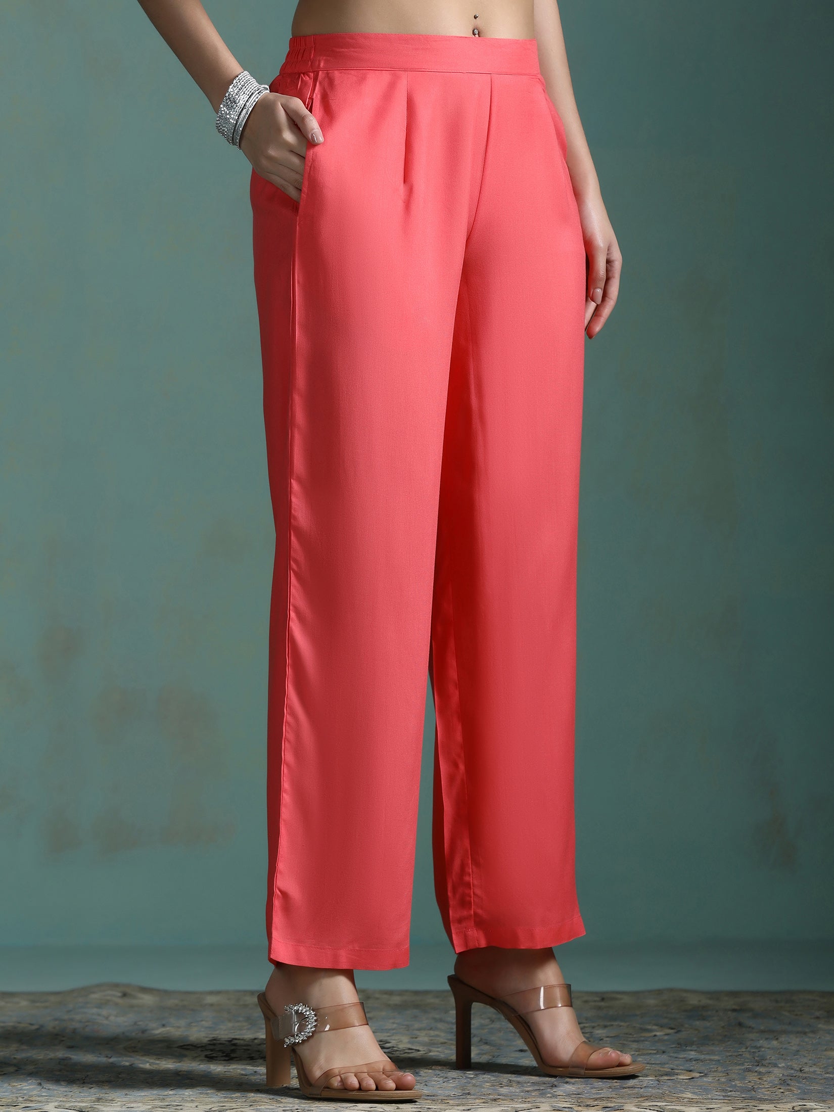 Women Liva Pink Multi Printed Kurta Comfort Pant Dupatta