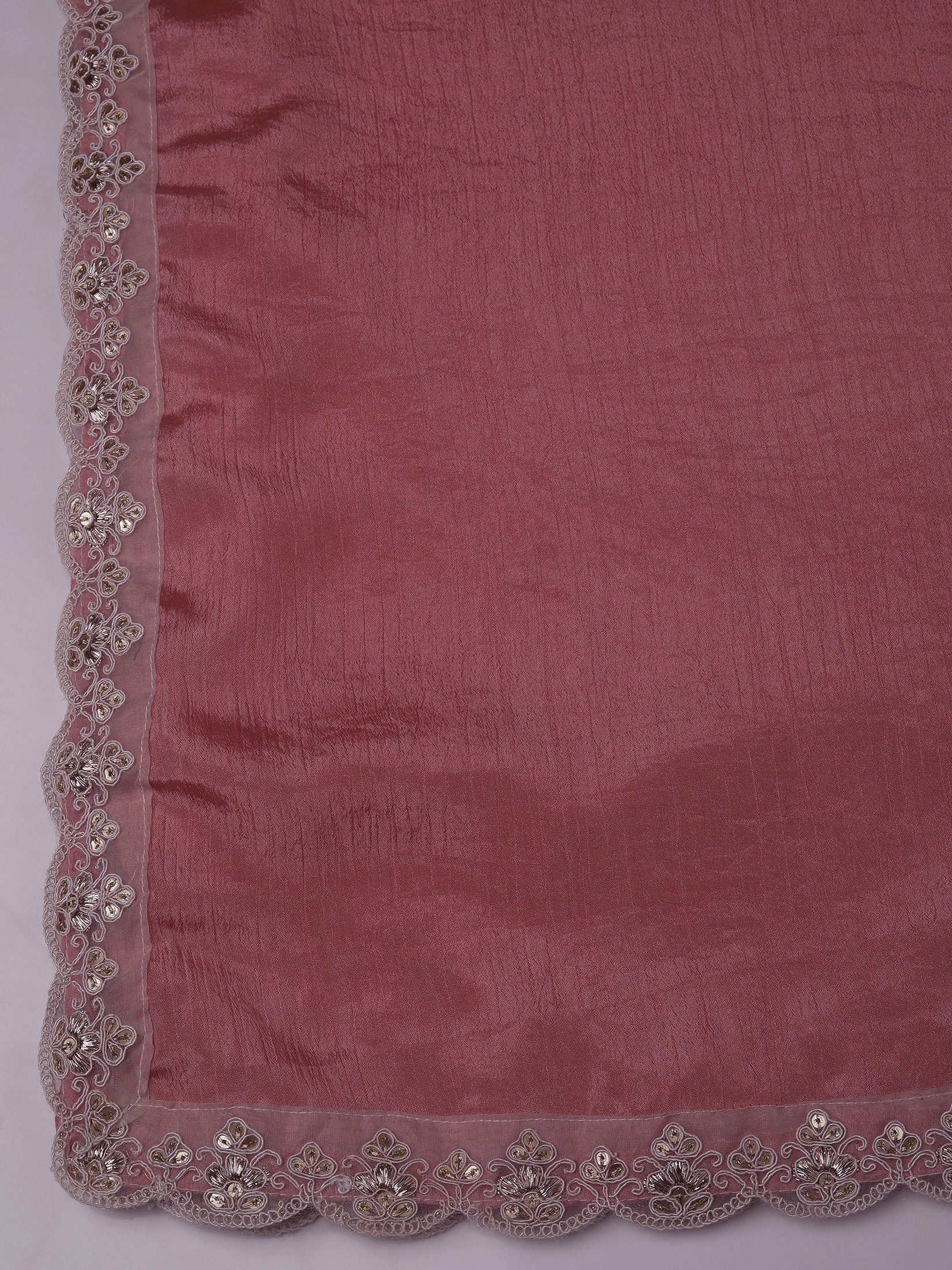 Women Silk Blend Pink Embroidered Kurta Comfort Pant Dupatta