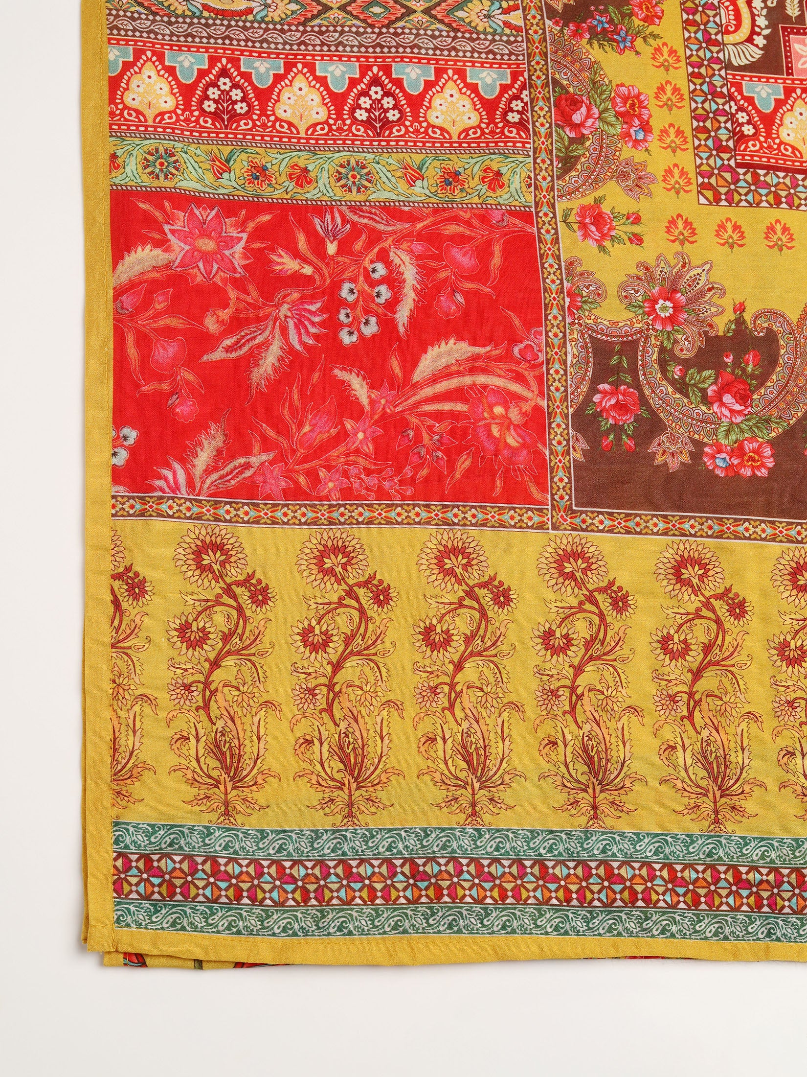 Women Liva Mustard Multicolor Printed Kurta Comfort Pant Dupatta