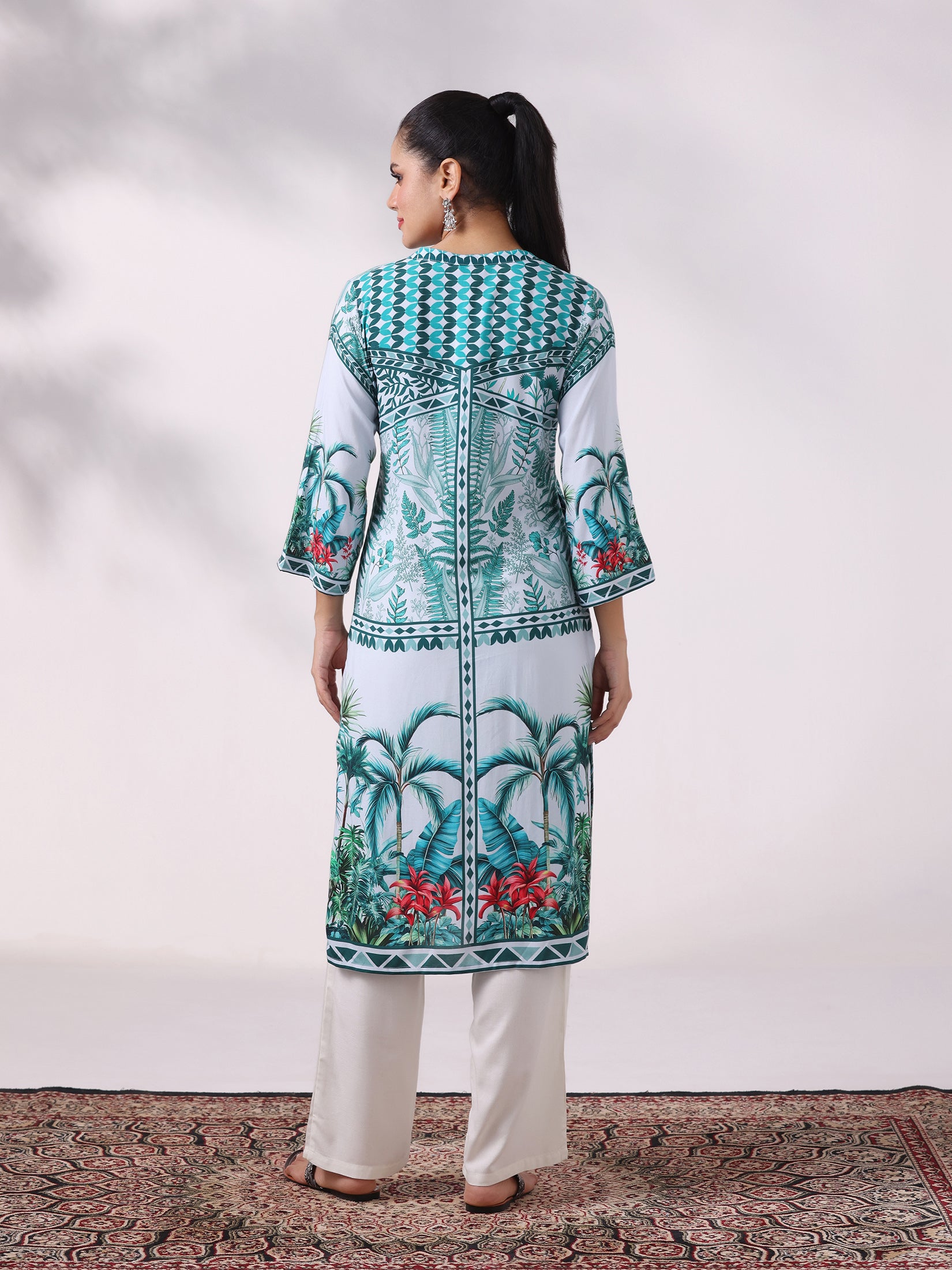 Women Liva Green Printed Kurta