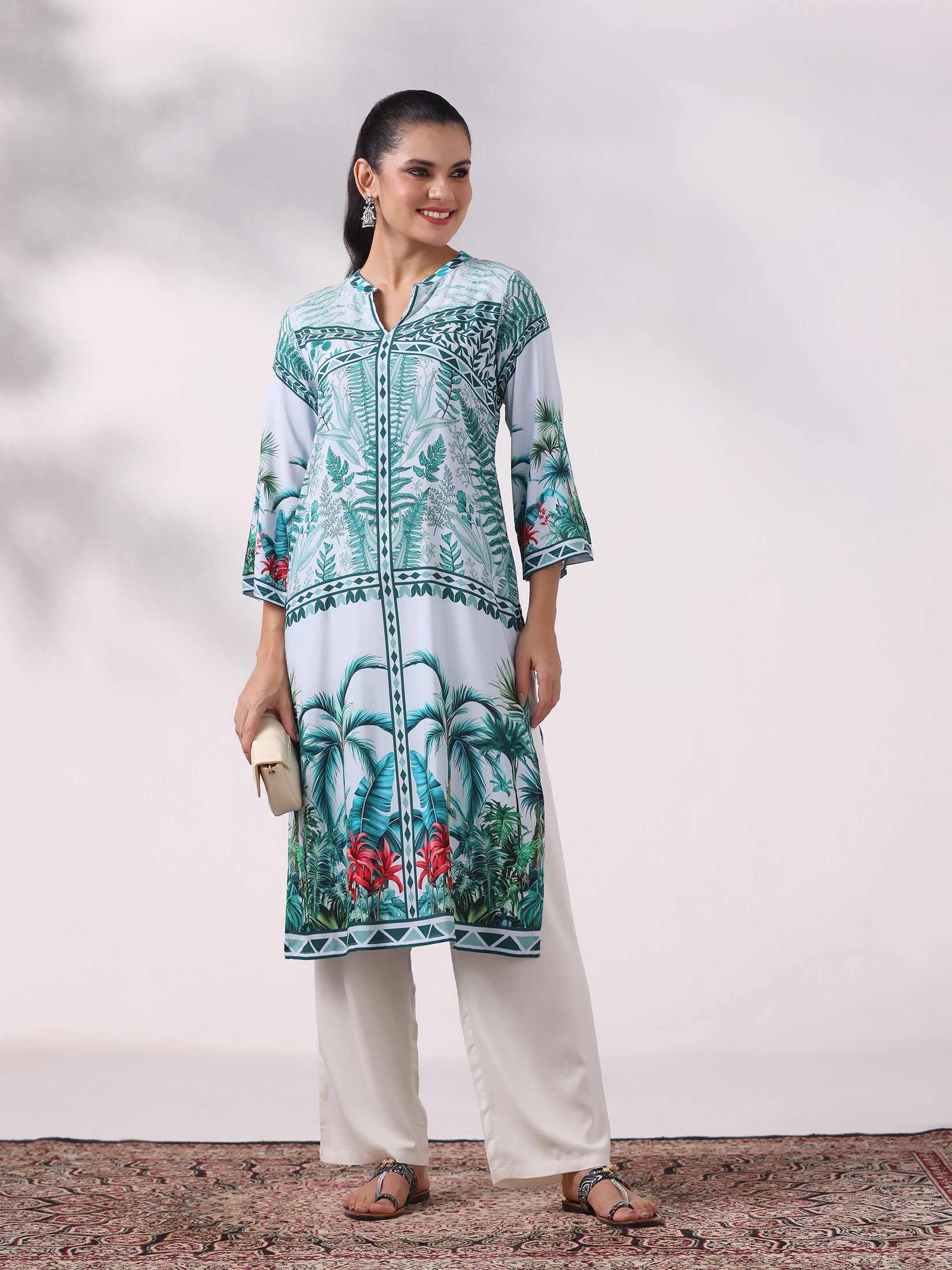 Women Liva Green Printed Kurta