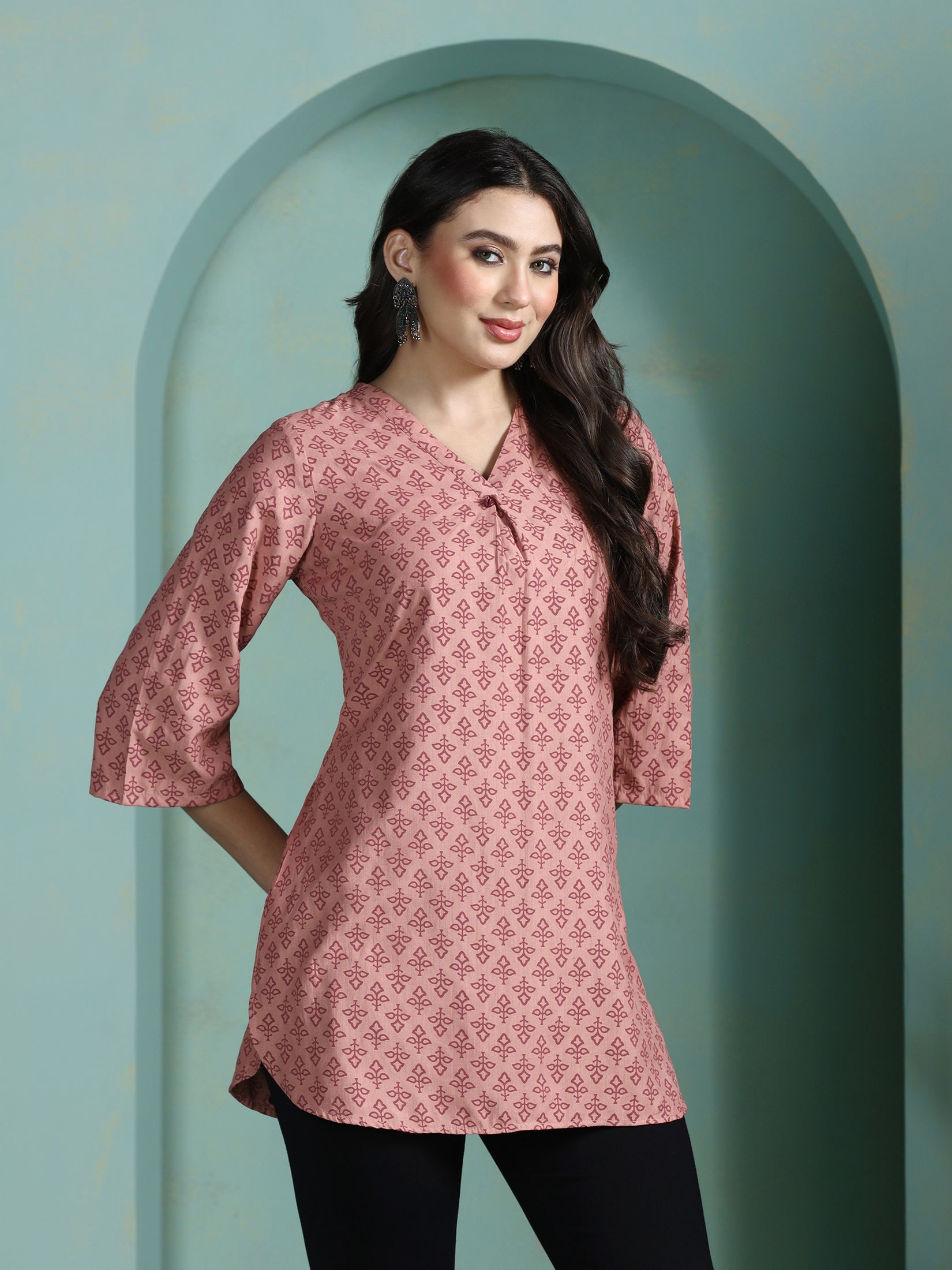 Women Liva Pink Printed Tunic