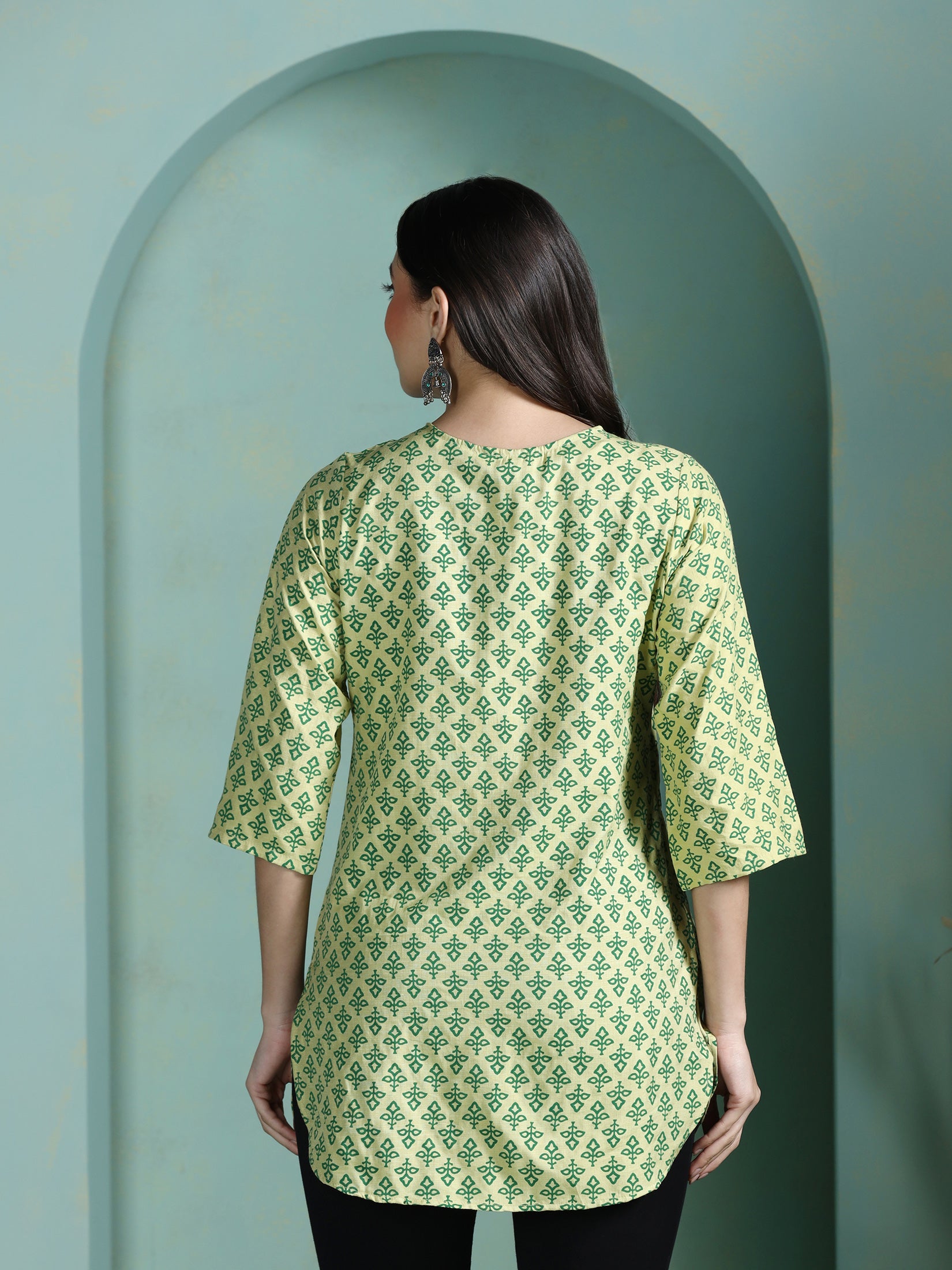 Women Liva Green Printed Tunic
