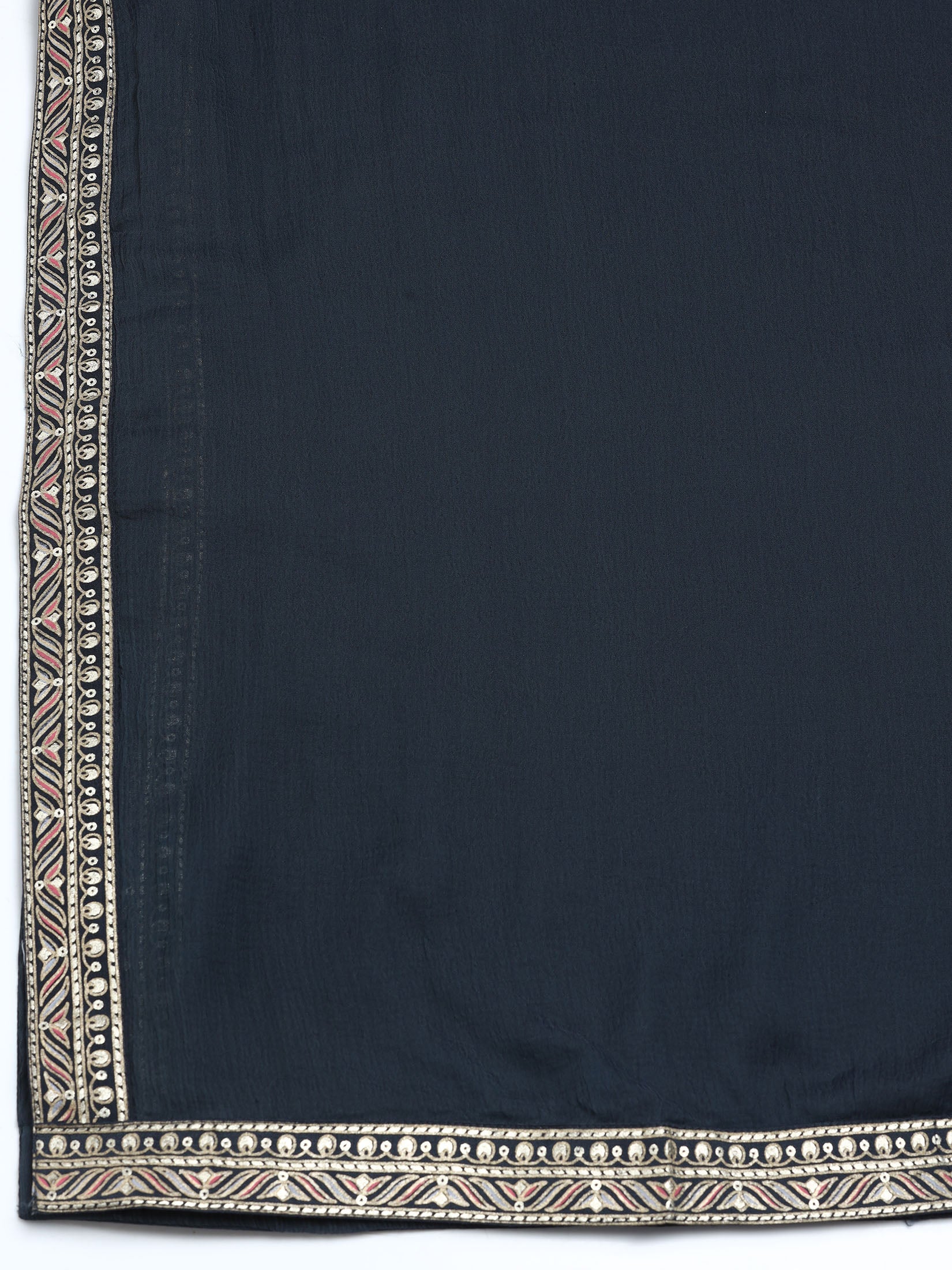 Women Chanderi Grey Printed Kurta Comfort Pant Dupatta