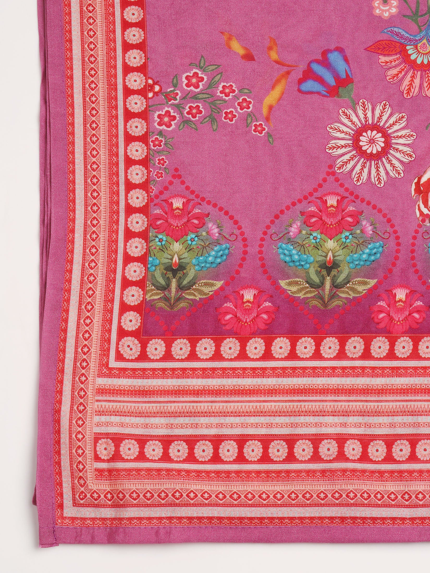 Women Liva Lilac Floral Print Kurta Comfort Pant Dupatta