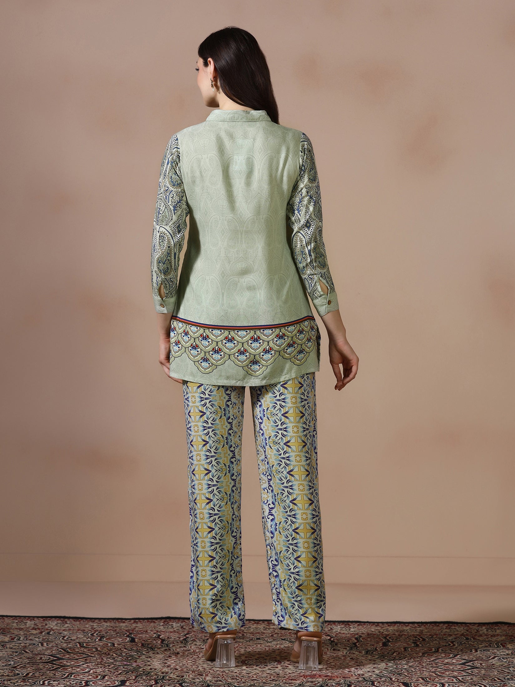 Women Liva Green Printed Co Ord Set