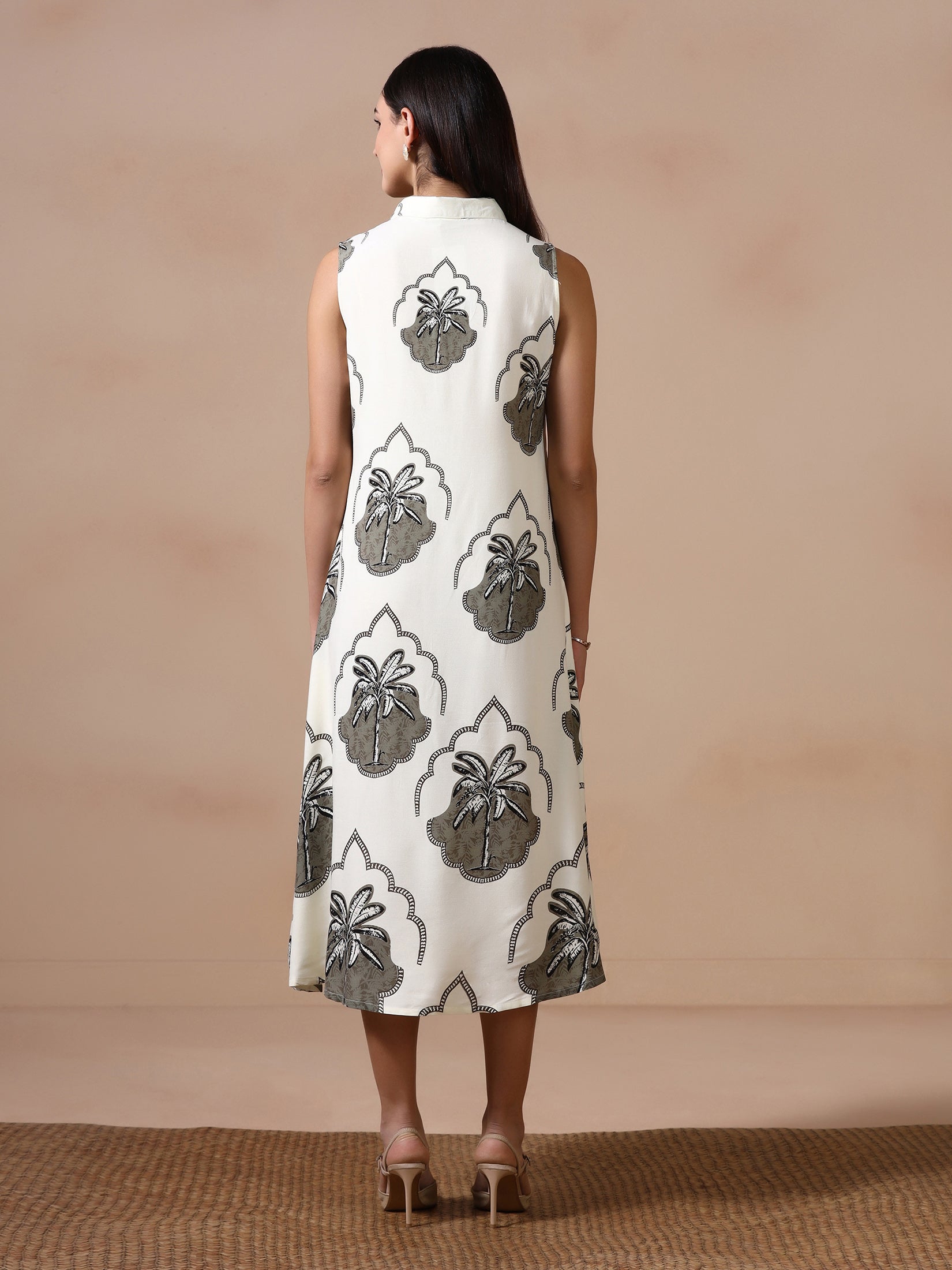 Women Liva Off White Printed Dress