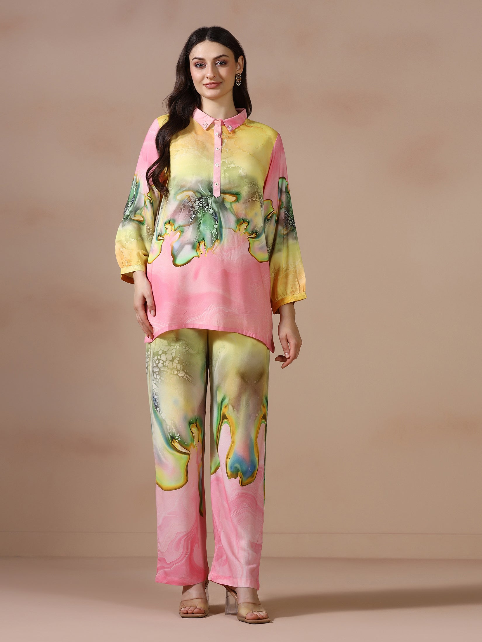 Women Liva Multicolor Printed Co Ord Set