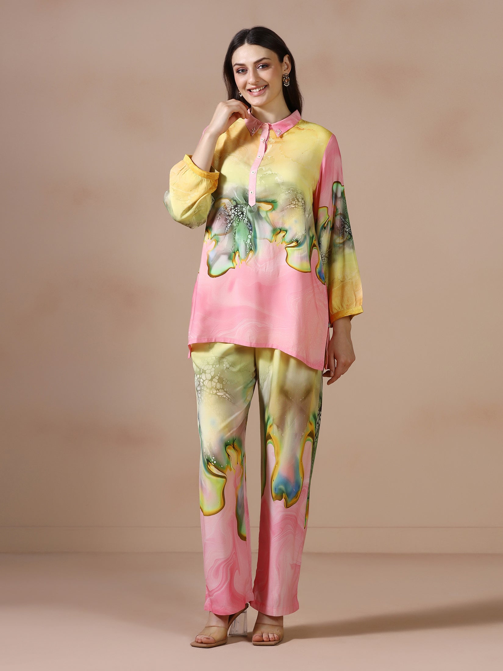 Women Liva Multicolor Printed Co Ord Set