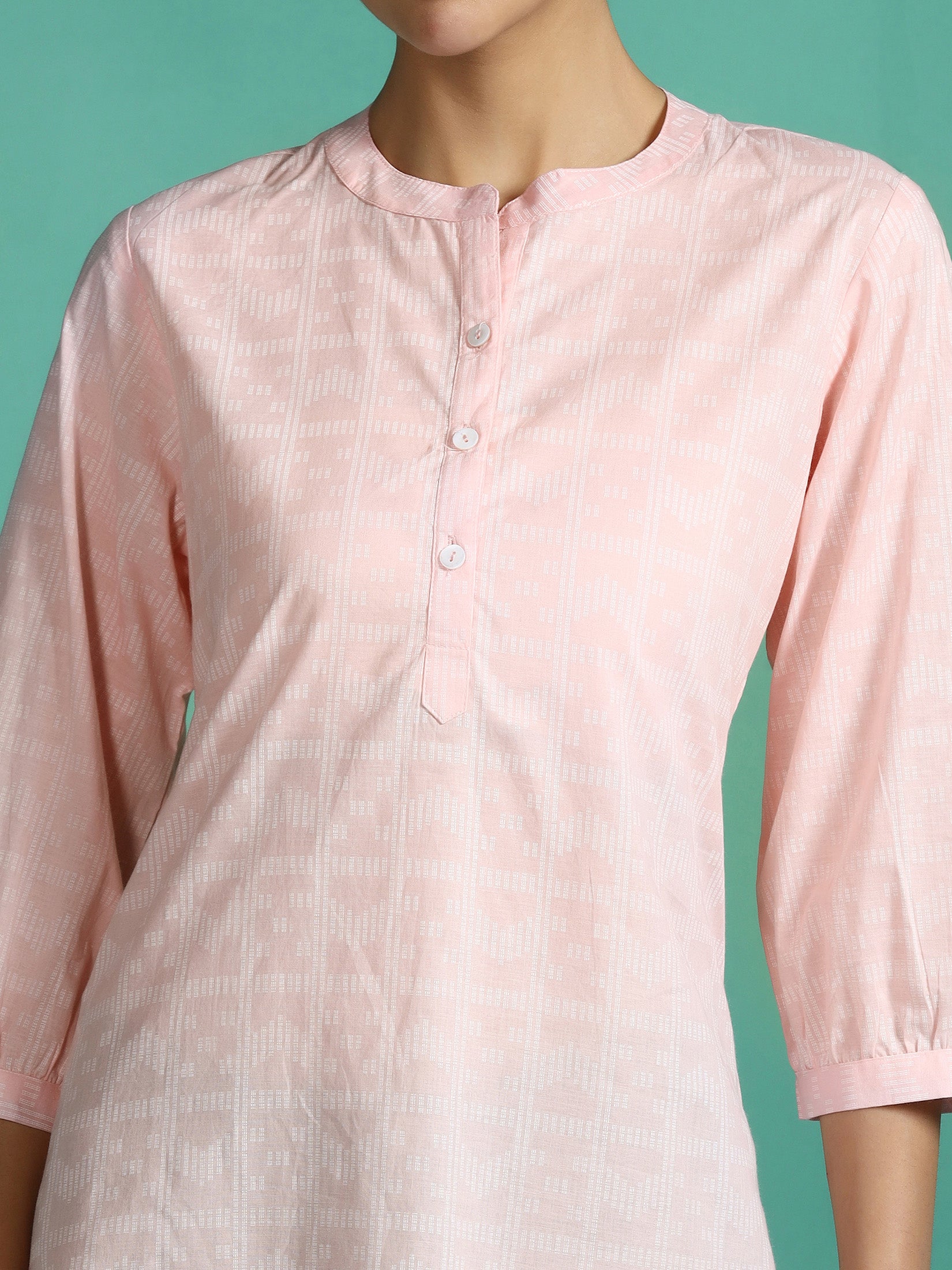 Women Cotton Peach Stripe Print Tunic