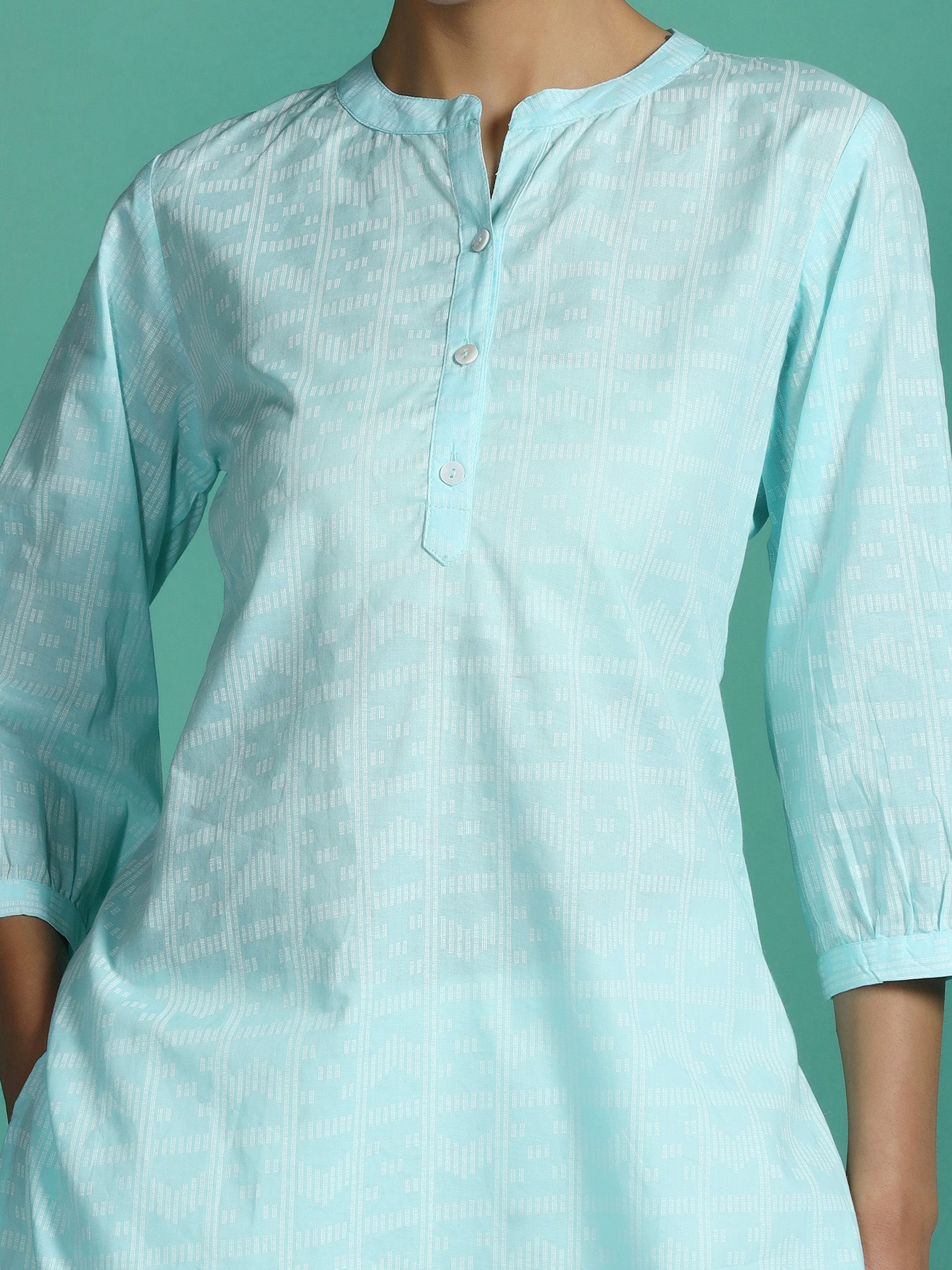 Women Cotton Aqua Stripe Print Tunic