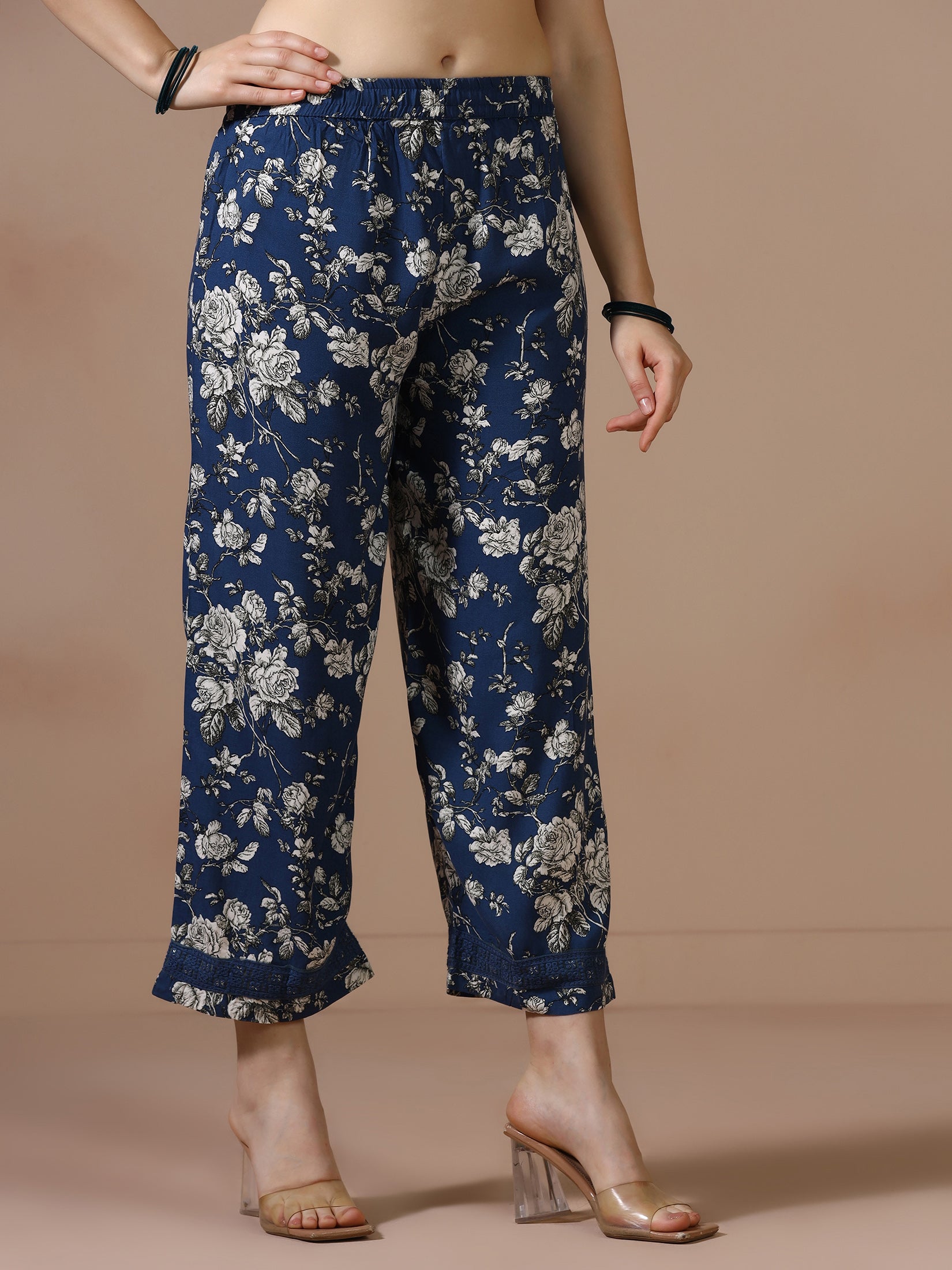 Women Liva Indigo Printed Co Ord Set