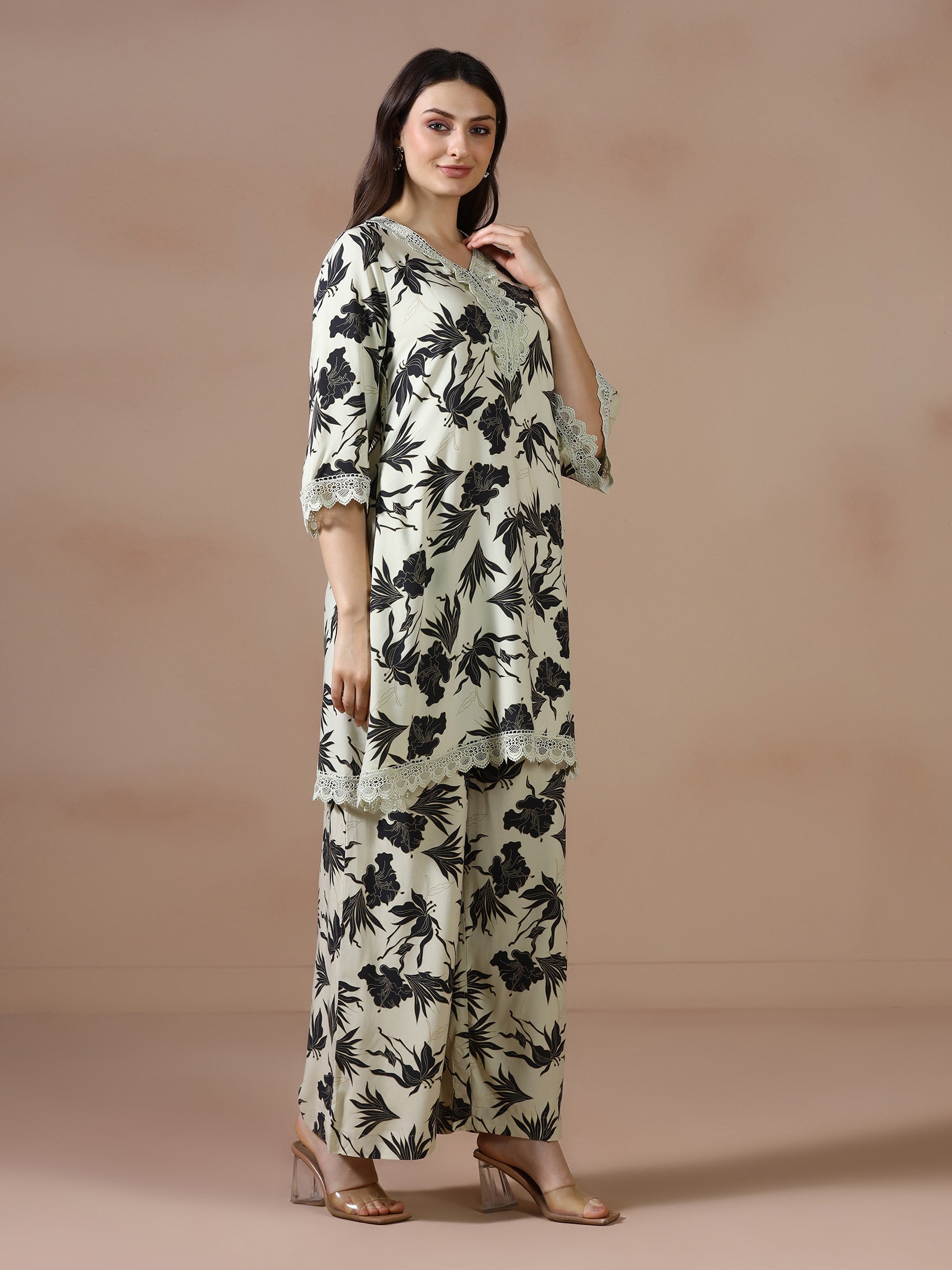 Women Green Liva Printed Co Ord Set