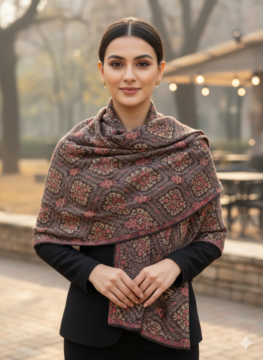 Winter Wear - Soft Knitted Warm Grey Acrylic Shawl For Women