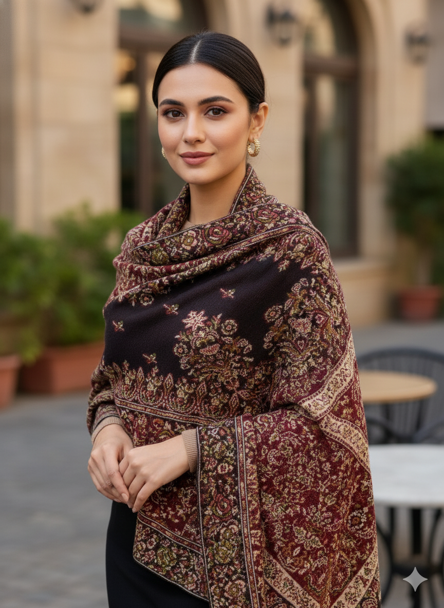 Winter Wear - Soft Knitted Warm Acrylic Black Women Shawl