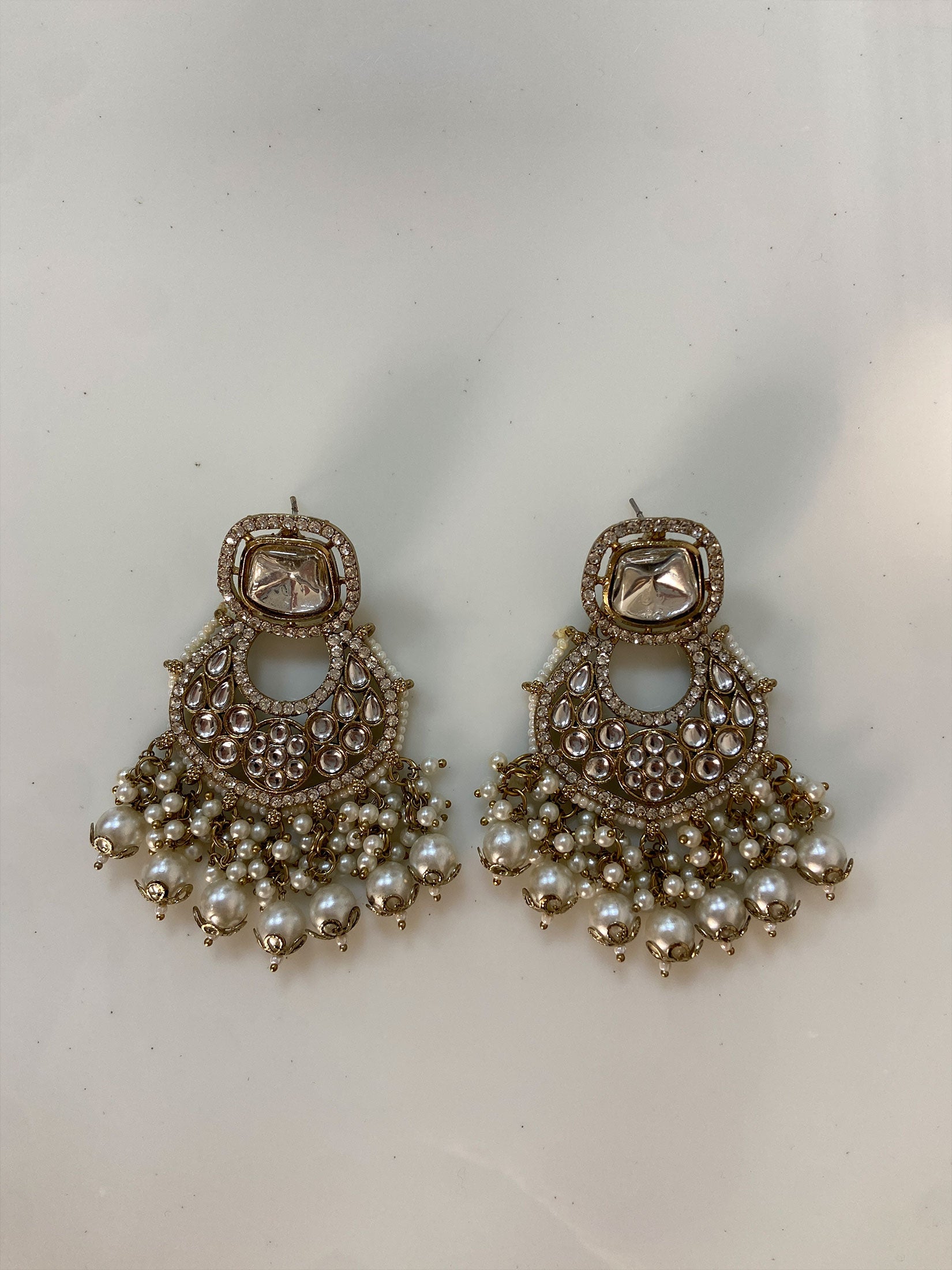 Regal Ruby & Pearl Long Drop Earrings