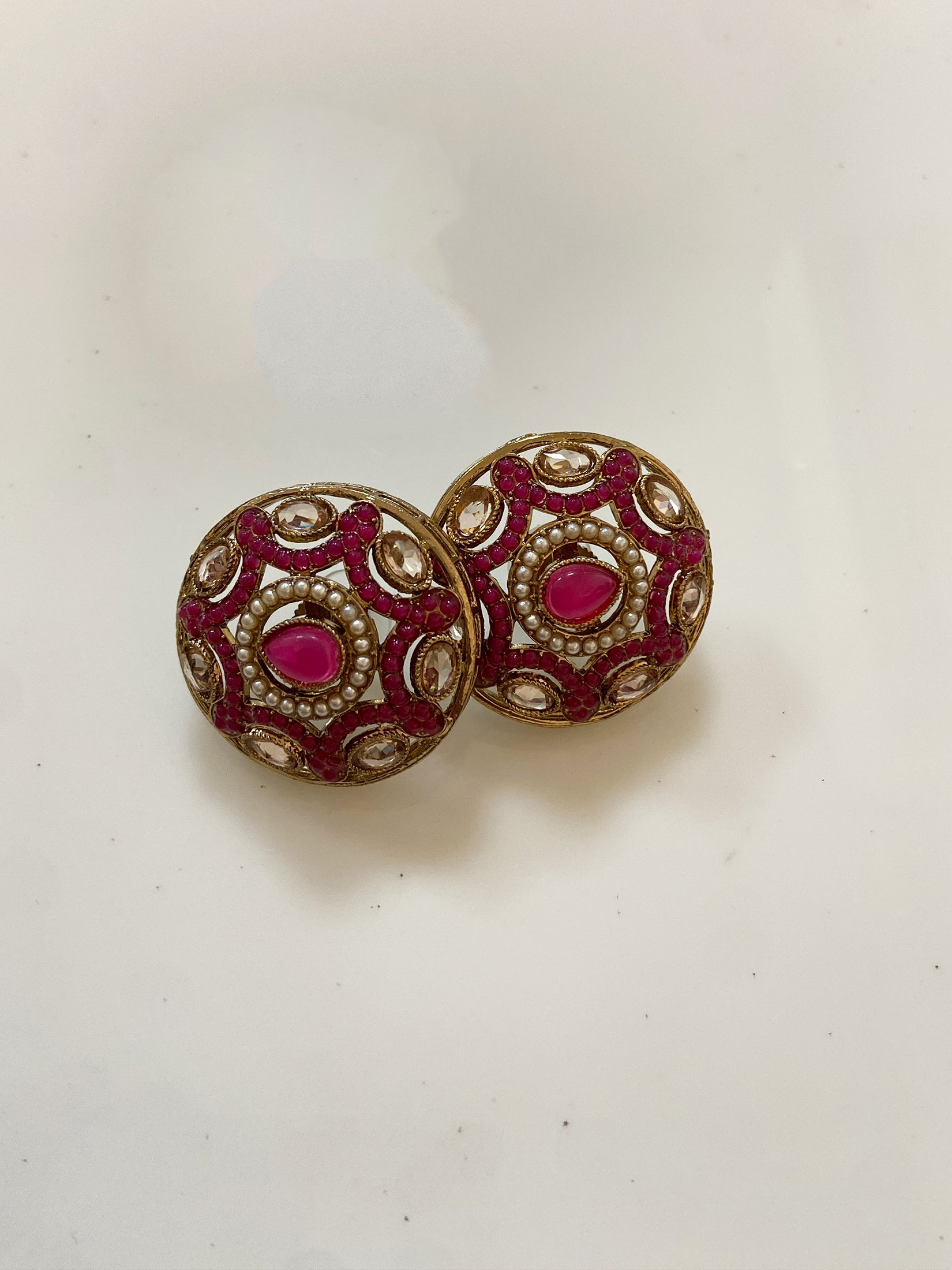 Pink Stone Traditional Dome Studs