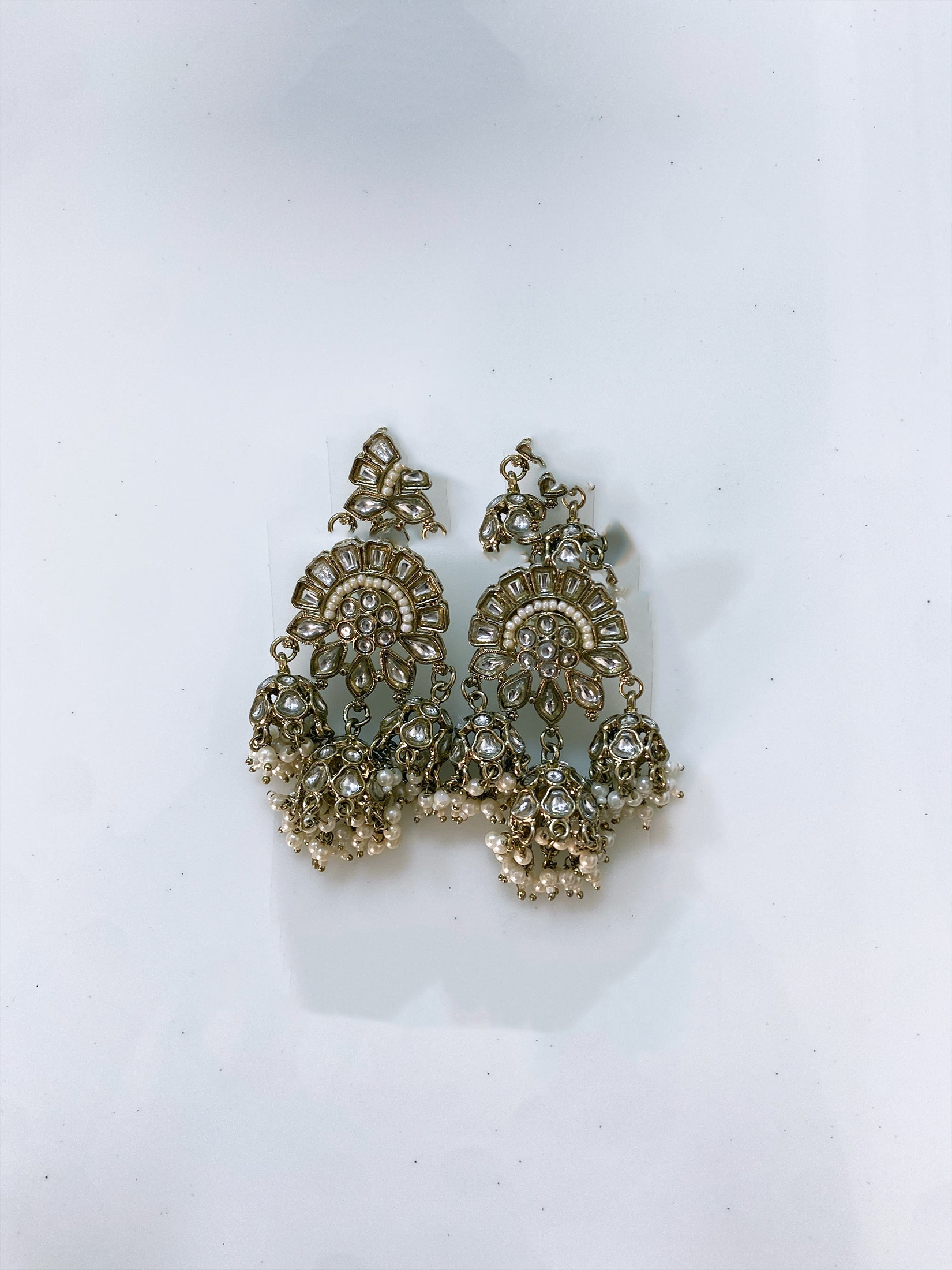 Antique Gold Dangler Earrings With Small Jhumkas