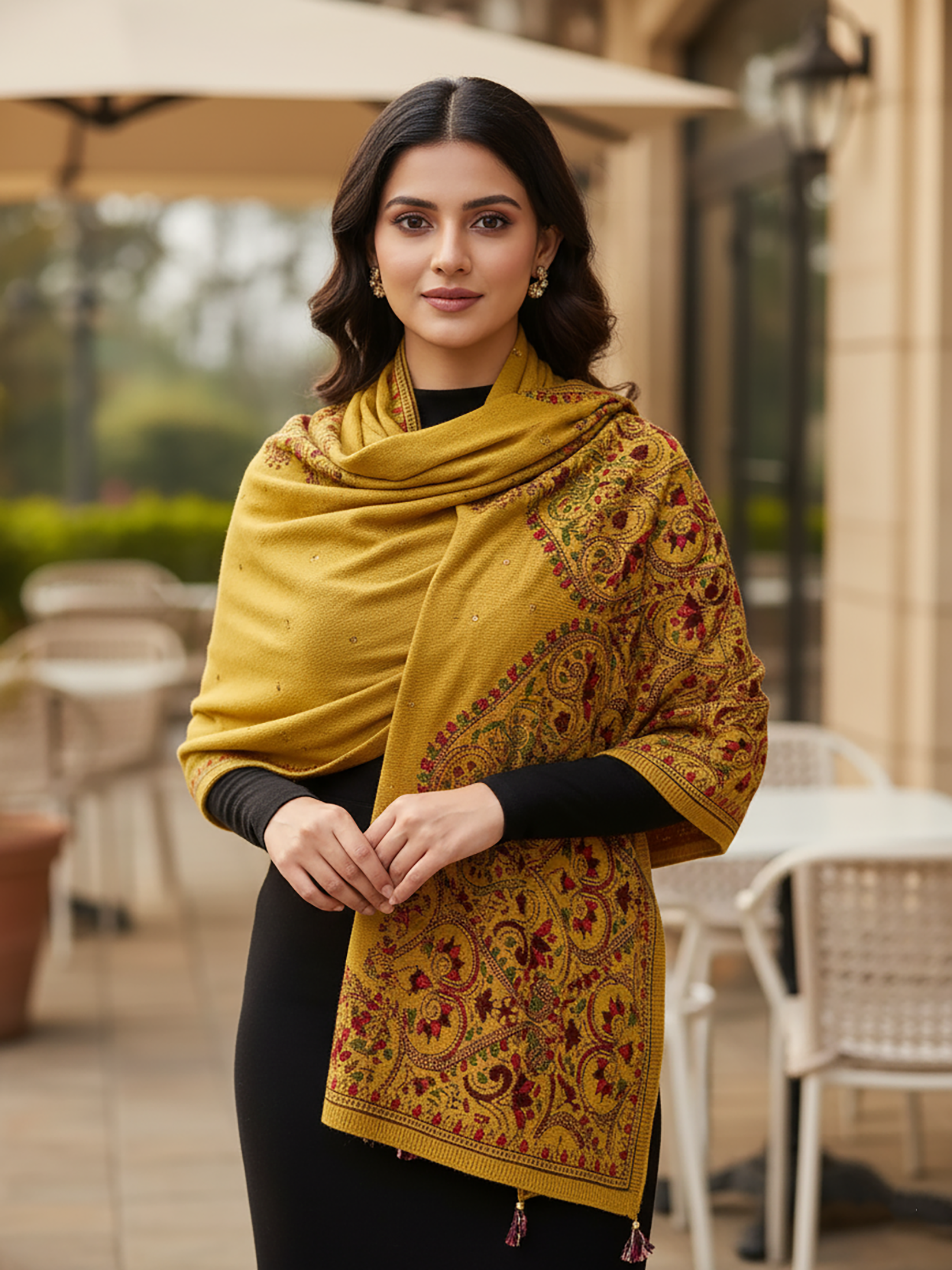 Winter Wear - Soft Knitted Warm Mustard Acrylic Women Shawl