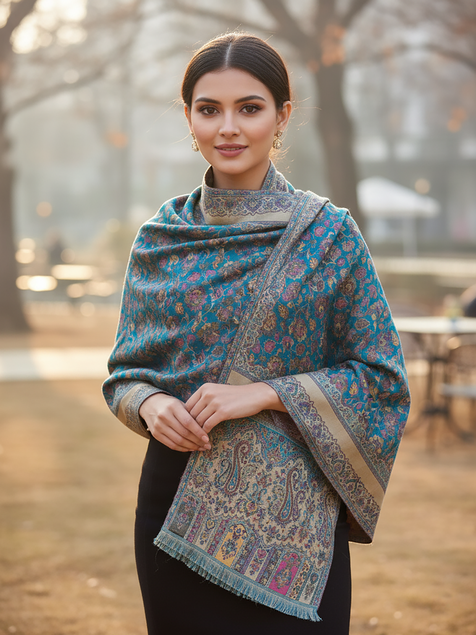 Winter Wear - Teal Acrylic Stole For Women