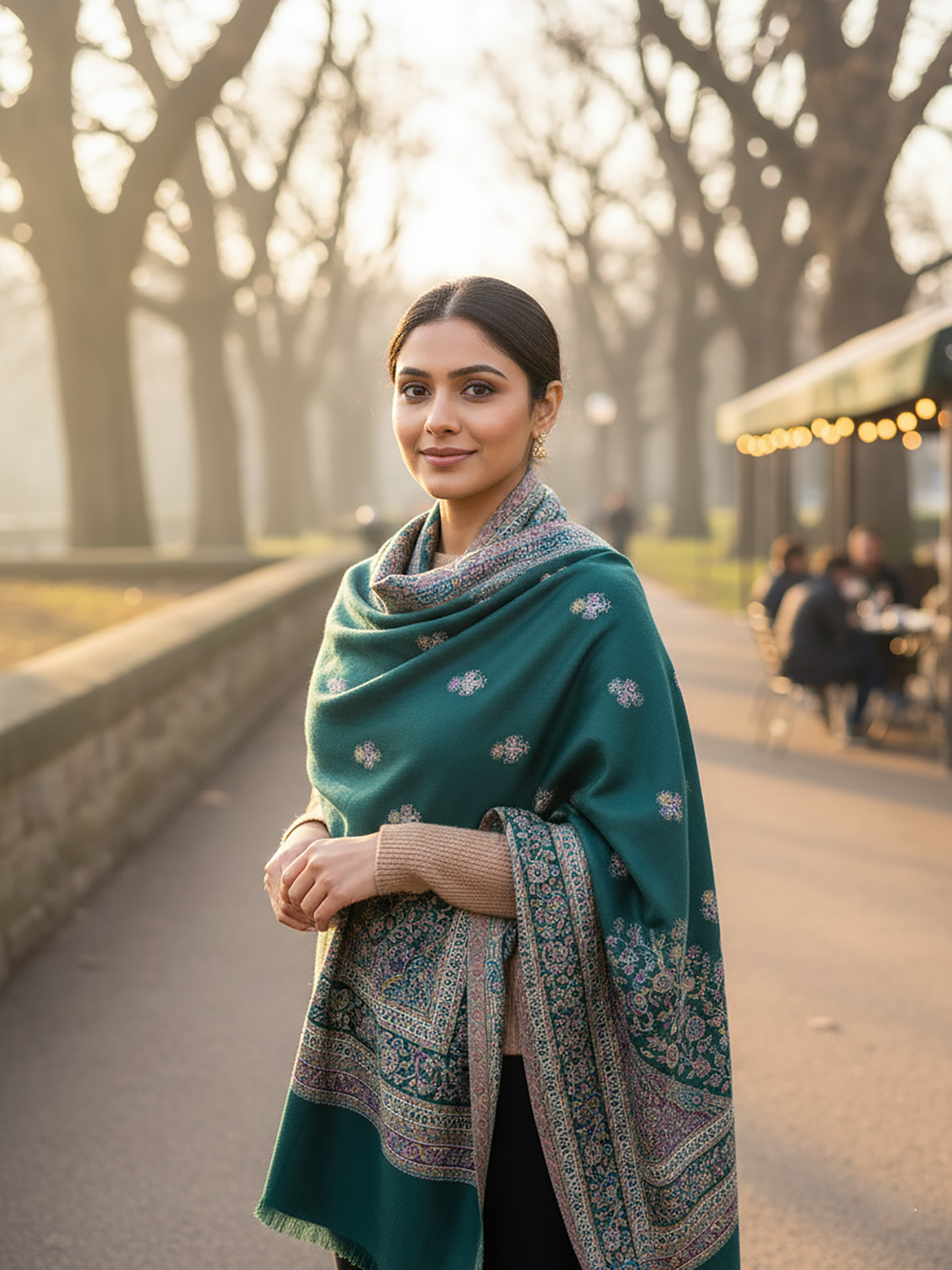 Winter Wear - Vibrant Green Acrylic Stole For Women