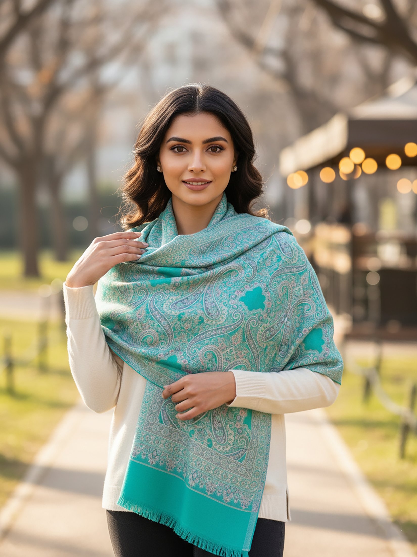 Winter Wear - Breathtaking Green Acrylic Stole For Women