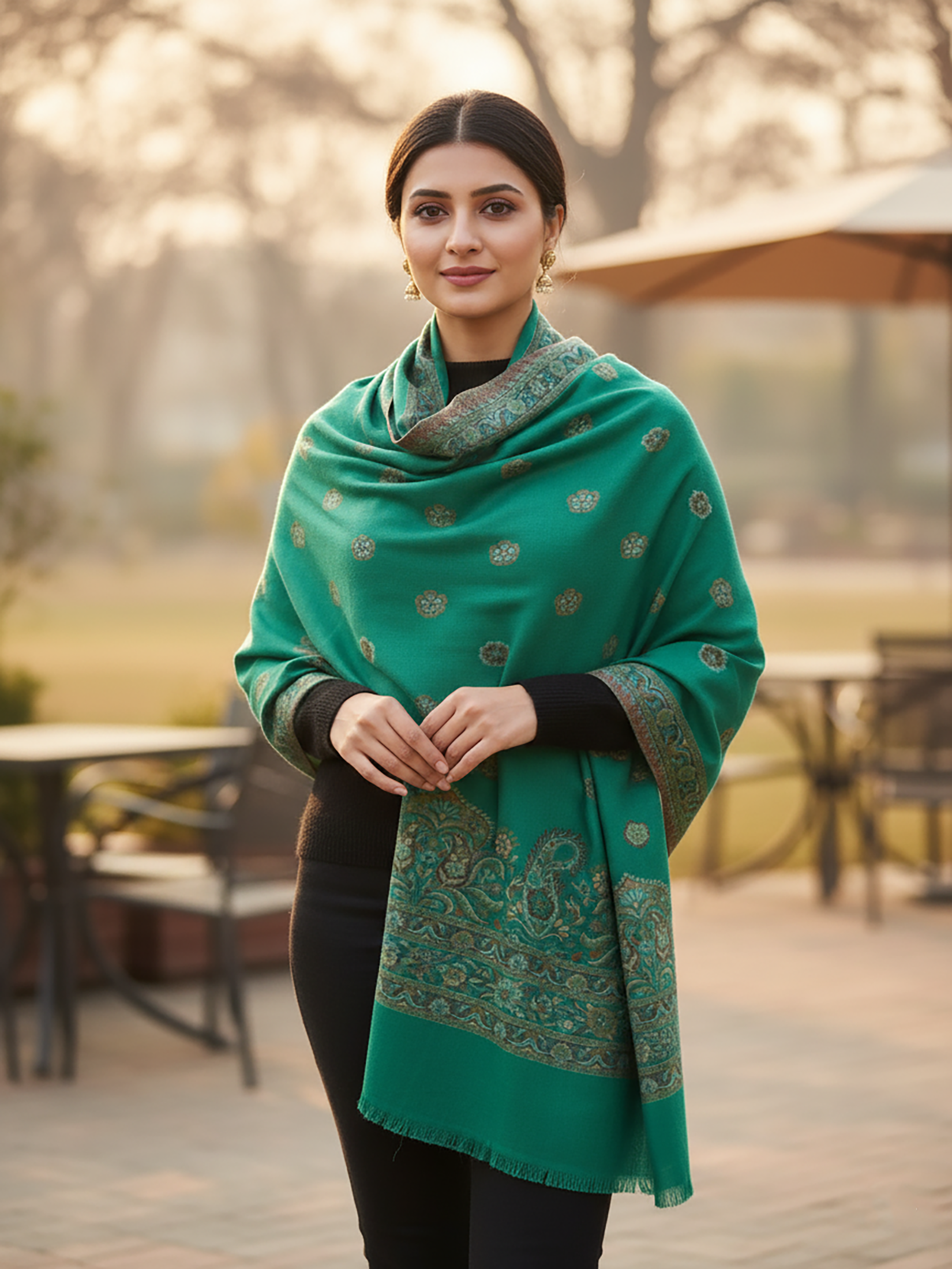 Winter Wear - Beautiful Green Acrylic Stole For Women