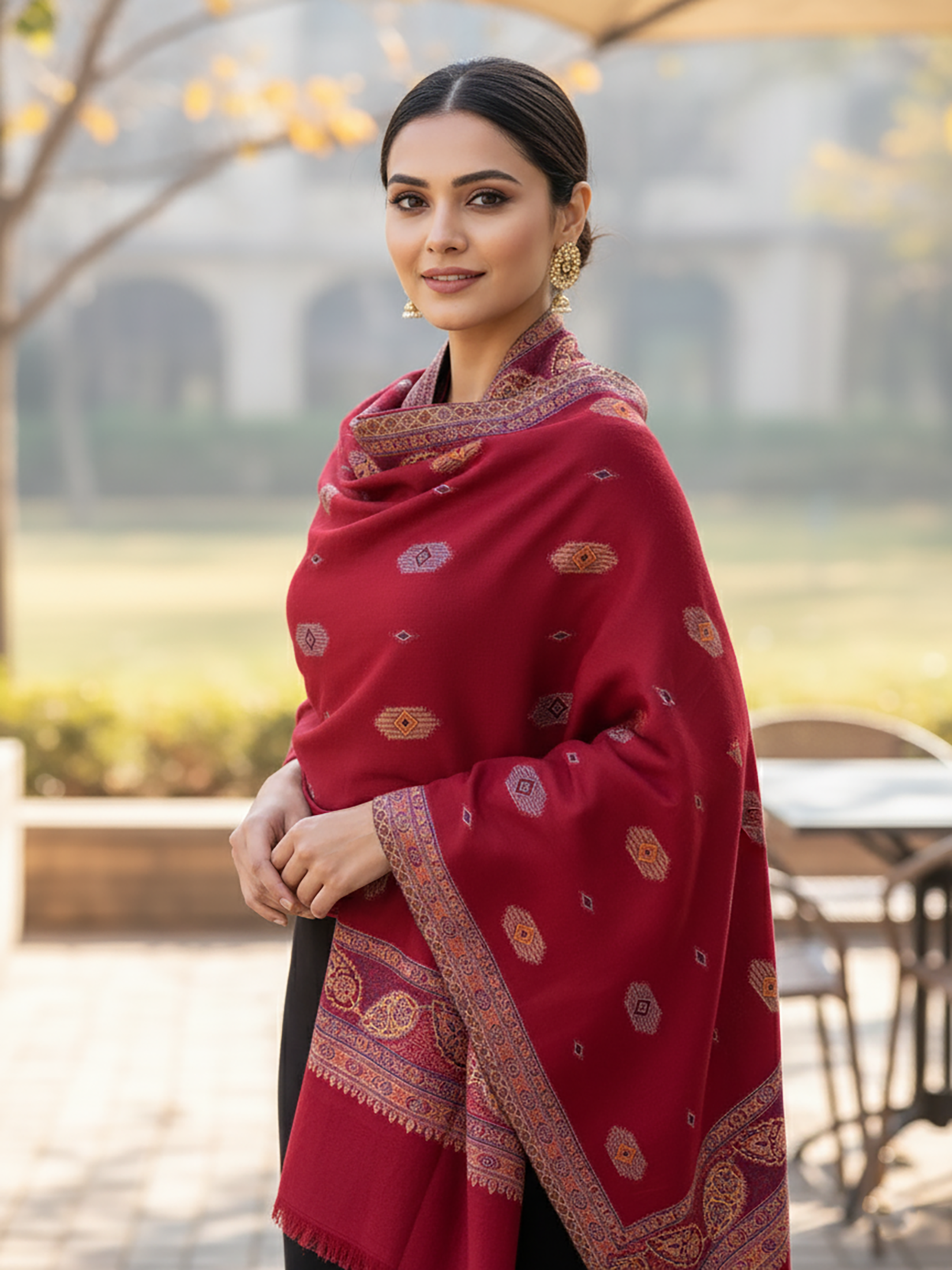 Winter Wear - Amazing Maroon Acrylic Stole For Women