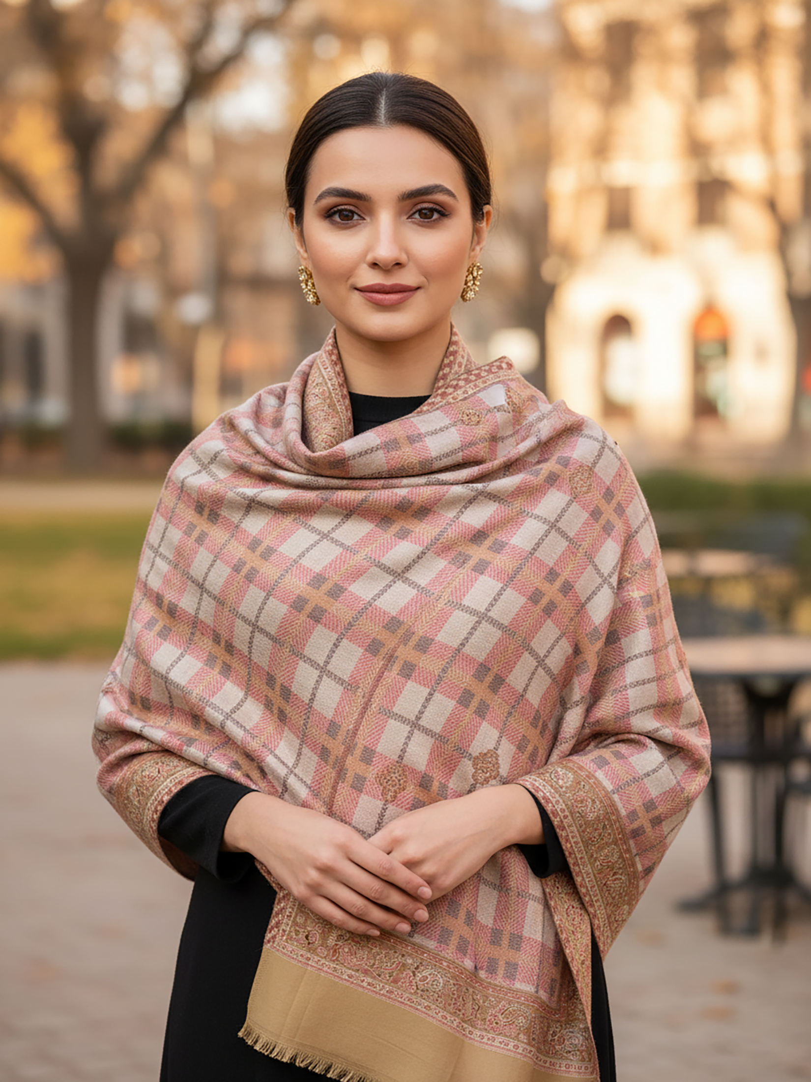 Winter Wear - Stylish Beige Acrylic Stole For Women