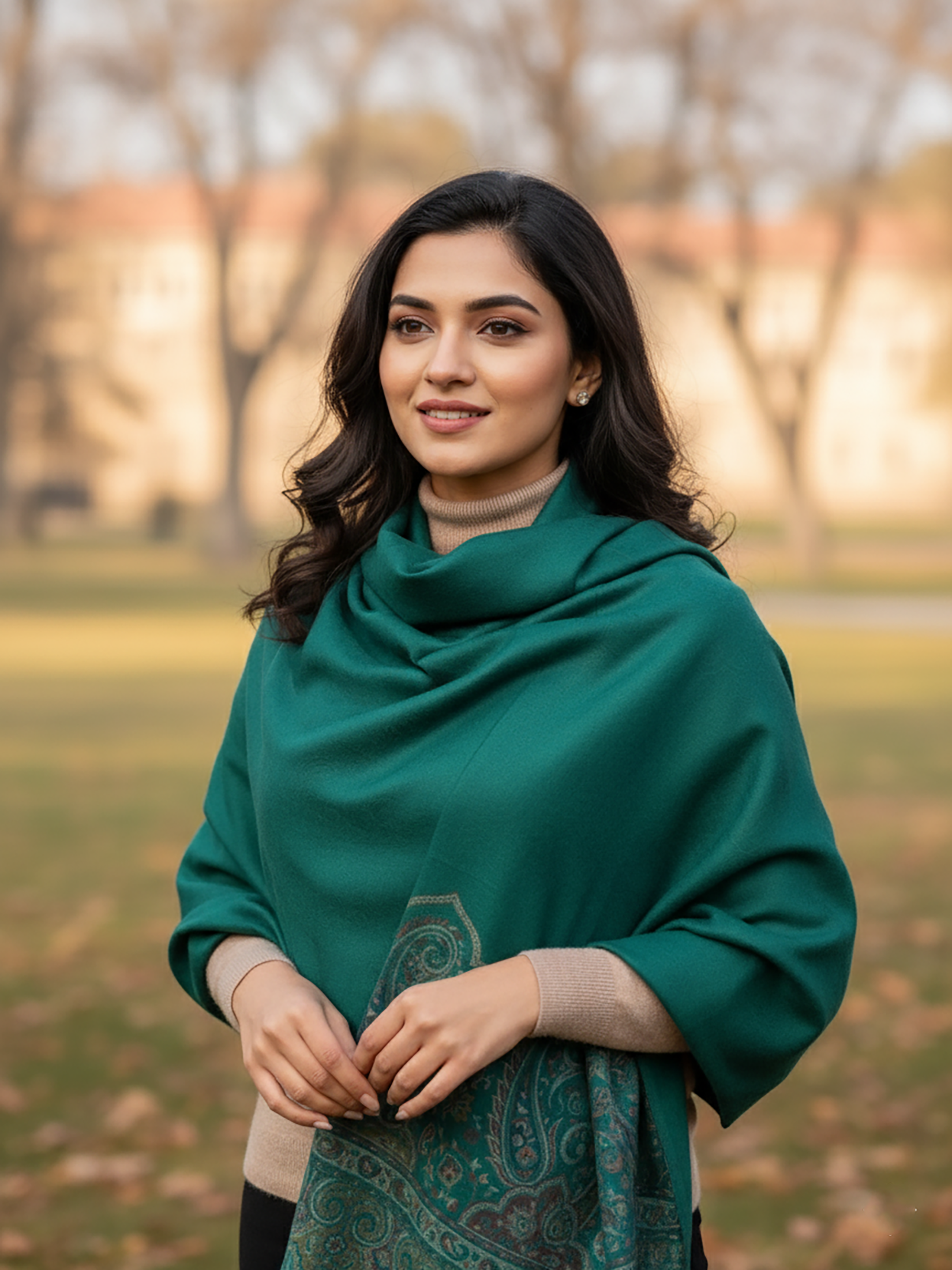 Winter Wear - Classy Green Acrylic Stole For Women