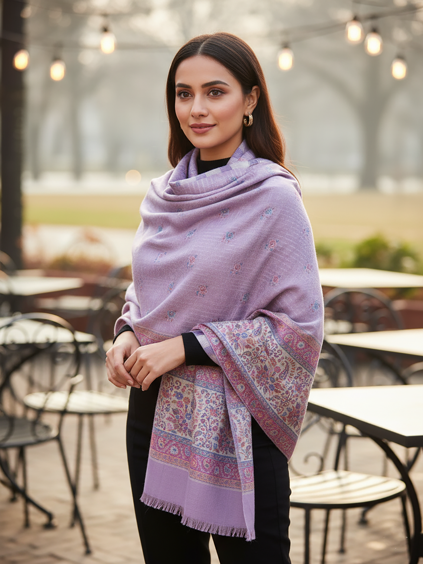 Winter Wear - Pink Acrylic Stole For Women