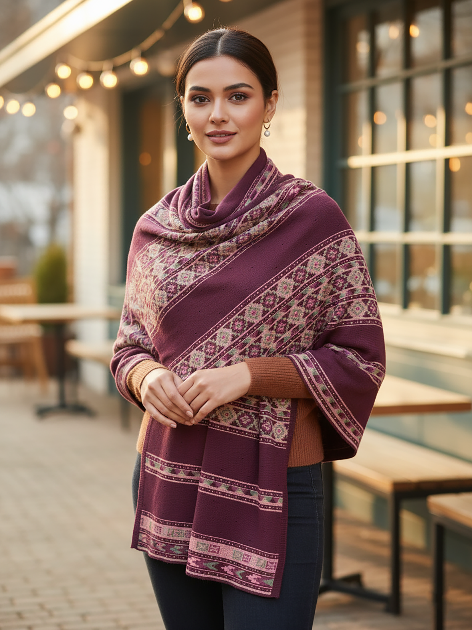 Winter Wear - Soft Knitted Warm Light Purple Acrylic Women Shawl