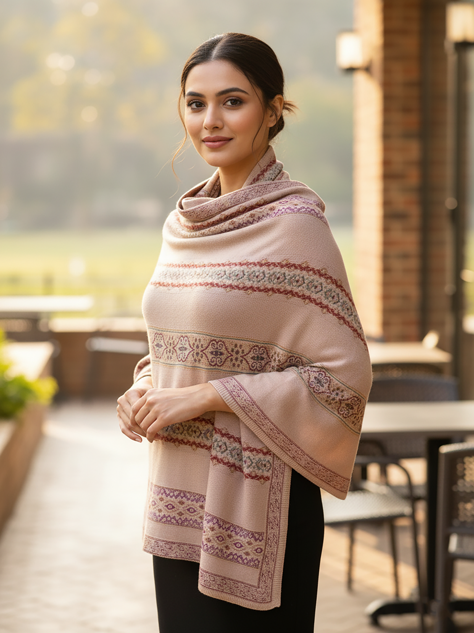 Winter Wear - Soft Knitted Warm Pink Acrylic Shawl For Women