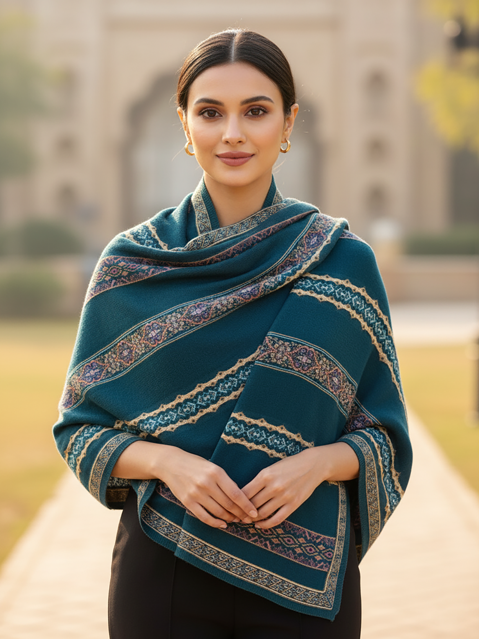 Winter Wear - Soft Knitted Warm Teal Acrylic Women Shawl