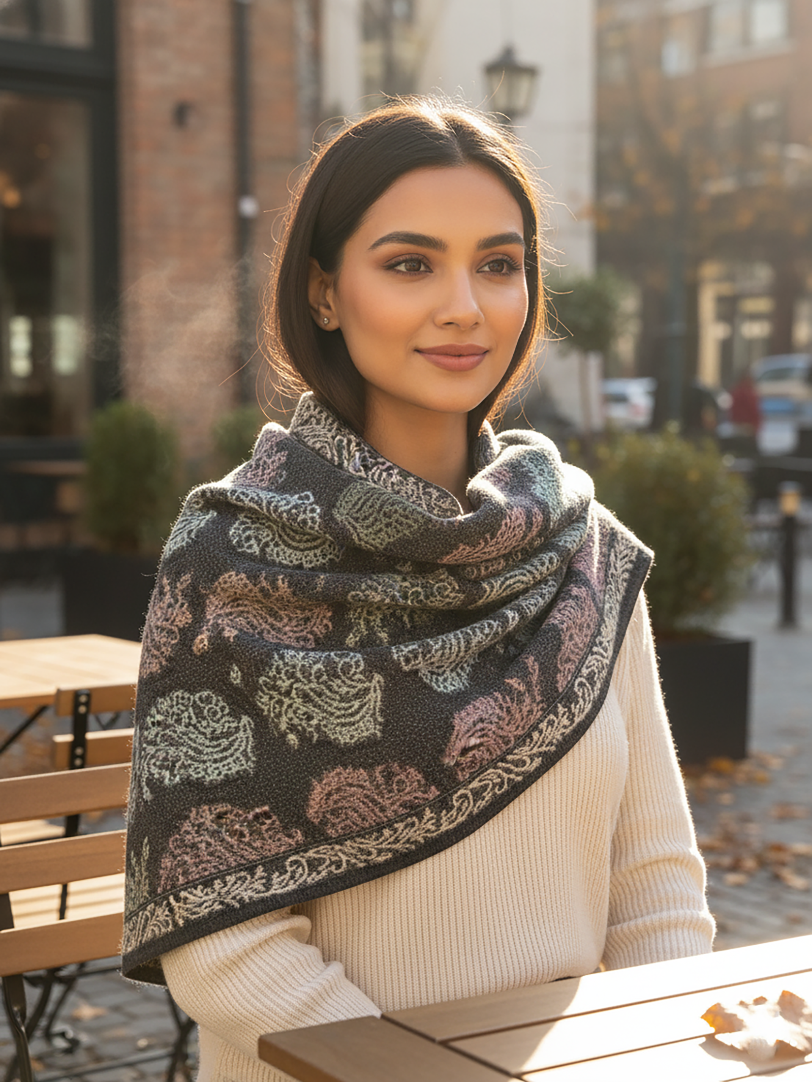 Winter Wear - Soft Knitted Warm Dark Grey Acrylic Women Shawl