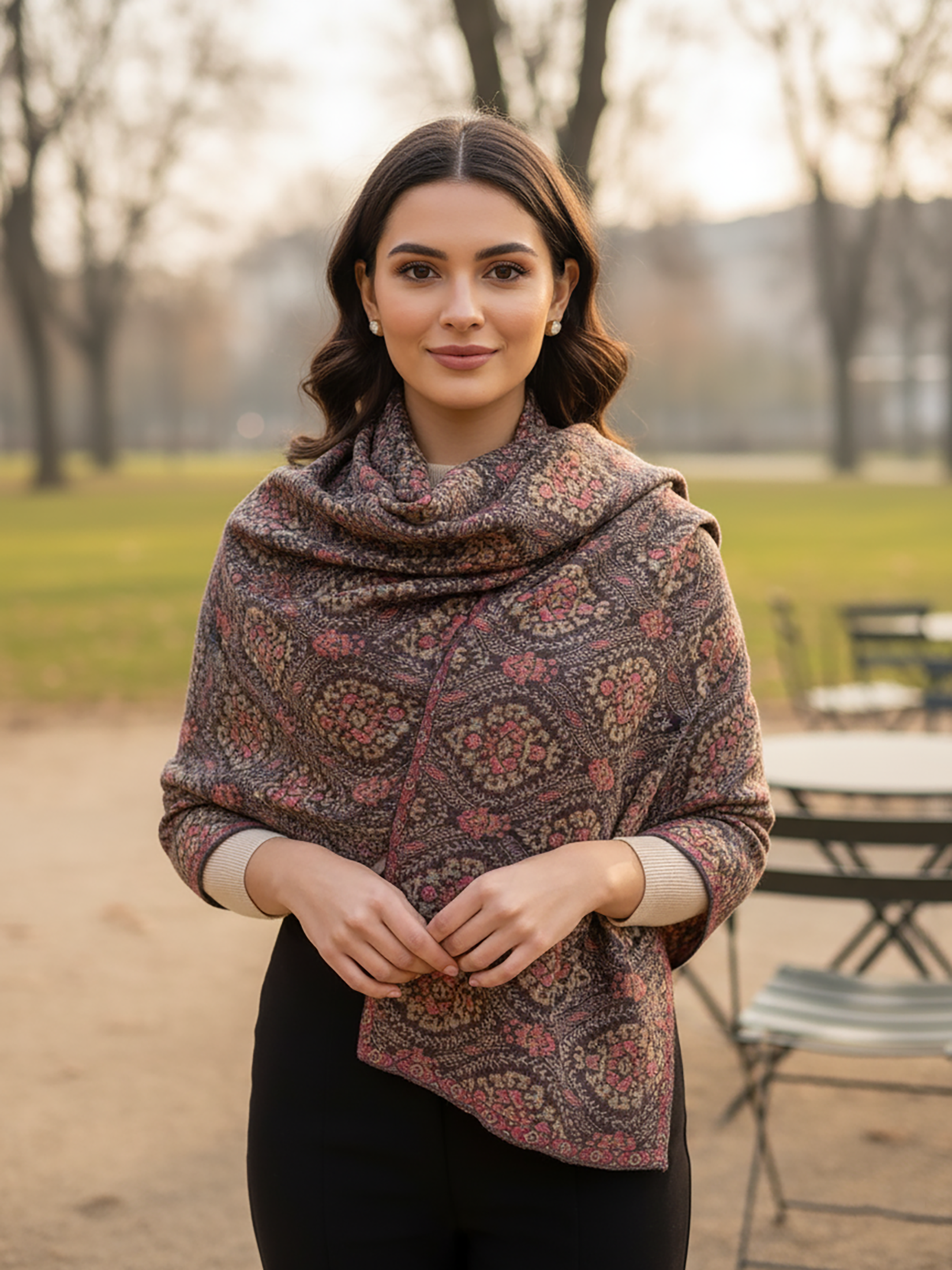 Winter Wear - Soft Knitted Warm Grey Acrylic Shawl For Women