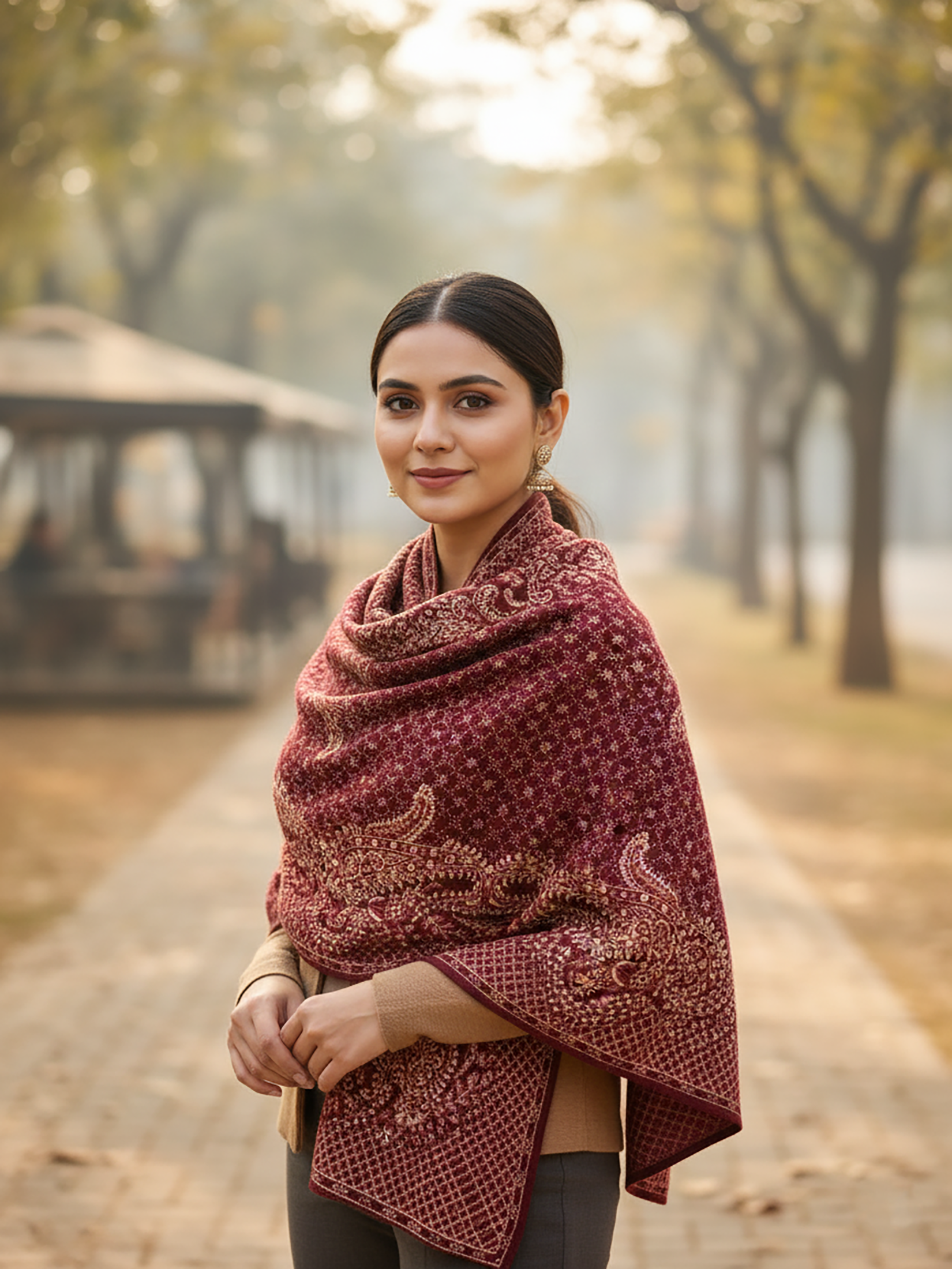 Winter Wear - Soft Knitted Warm Maroon Women Shawl