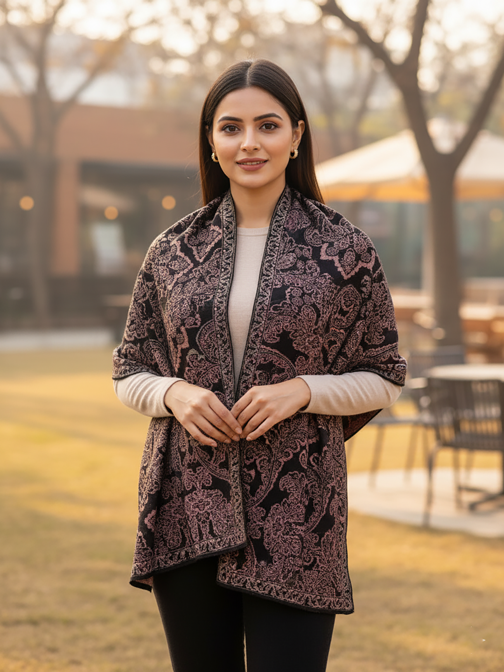 Winter Wear - Soft Knitted Warm Black Acrylic Women Shawl