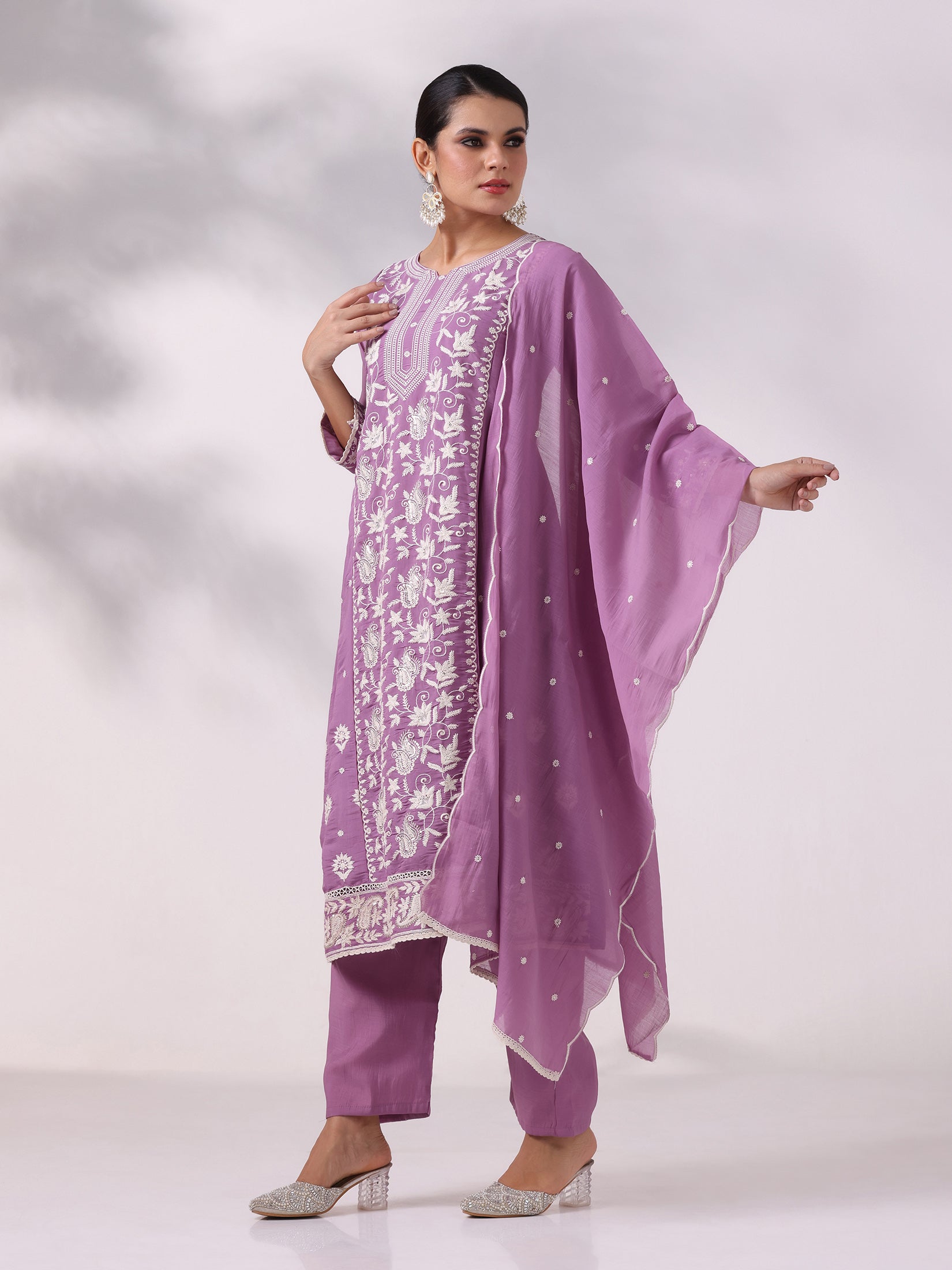 Women Poly Viscose Blue Embroidered Kurta Comfort Pant Dupatta