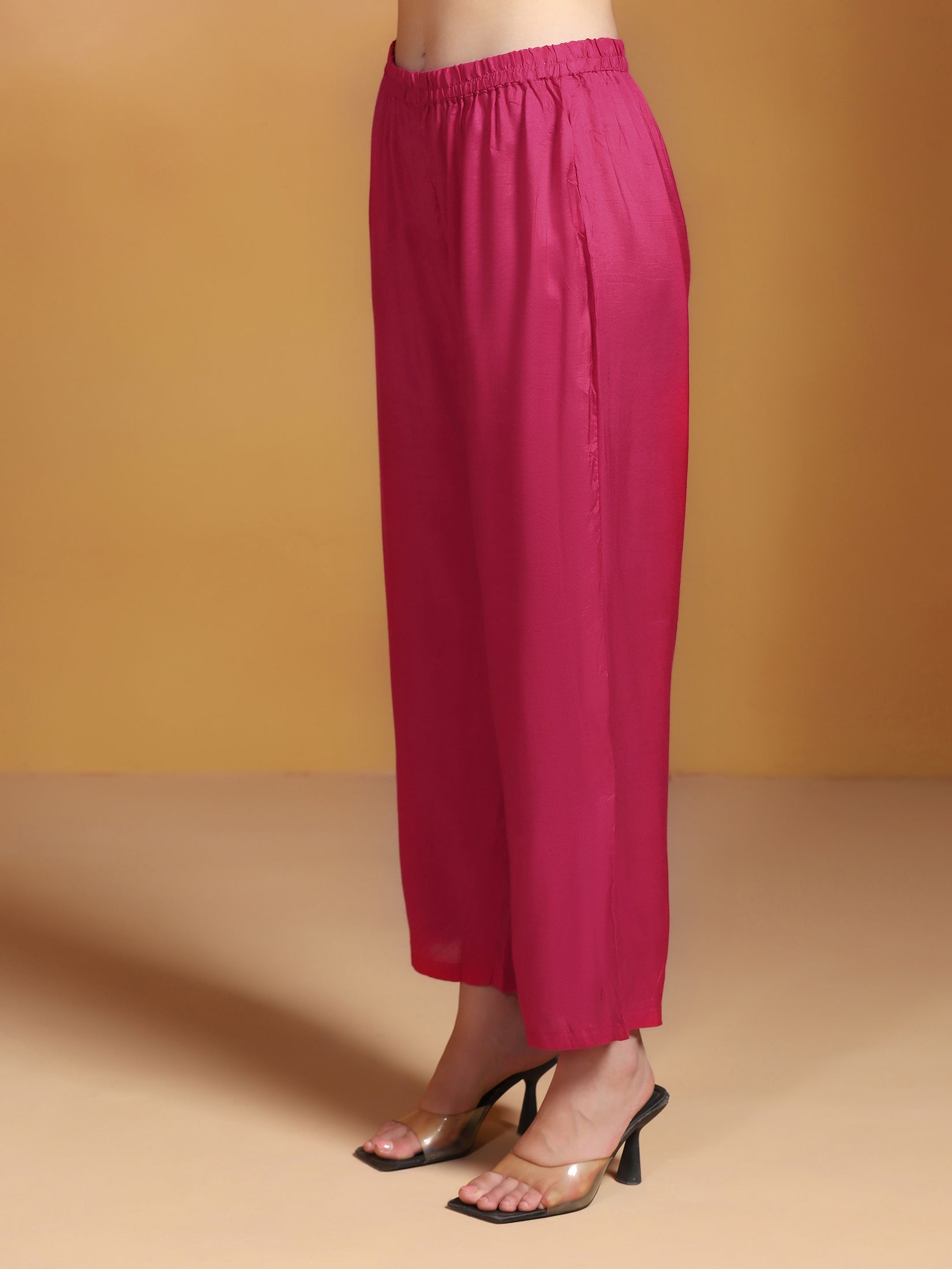 Women Natural Crepe Mustard Printed Kurta Comfort Pant With Dupatta