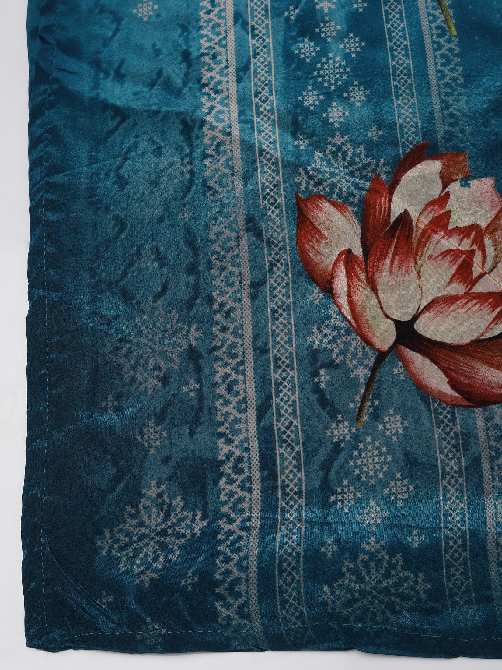 Women Natural Crepe Blue Printed Kurta Comfort Pant Dupatta