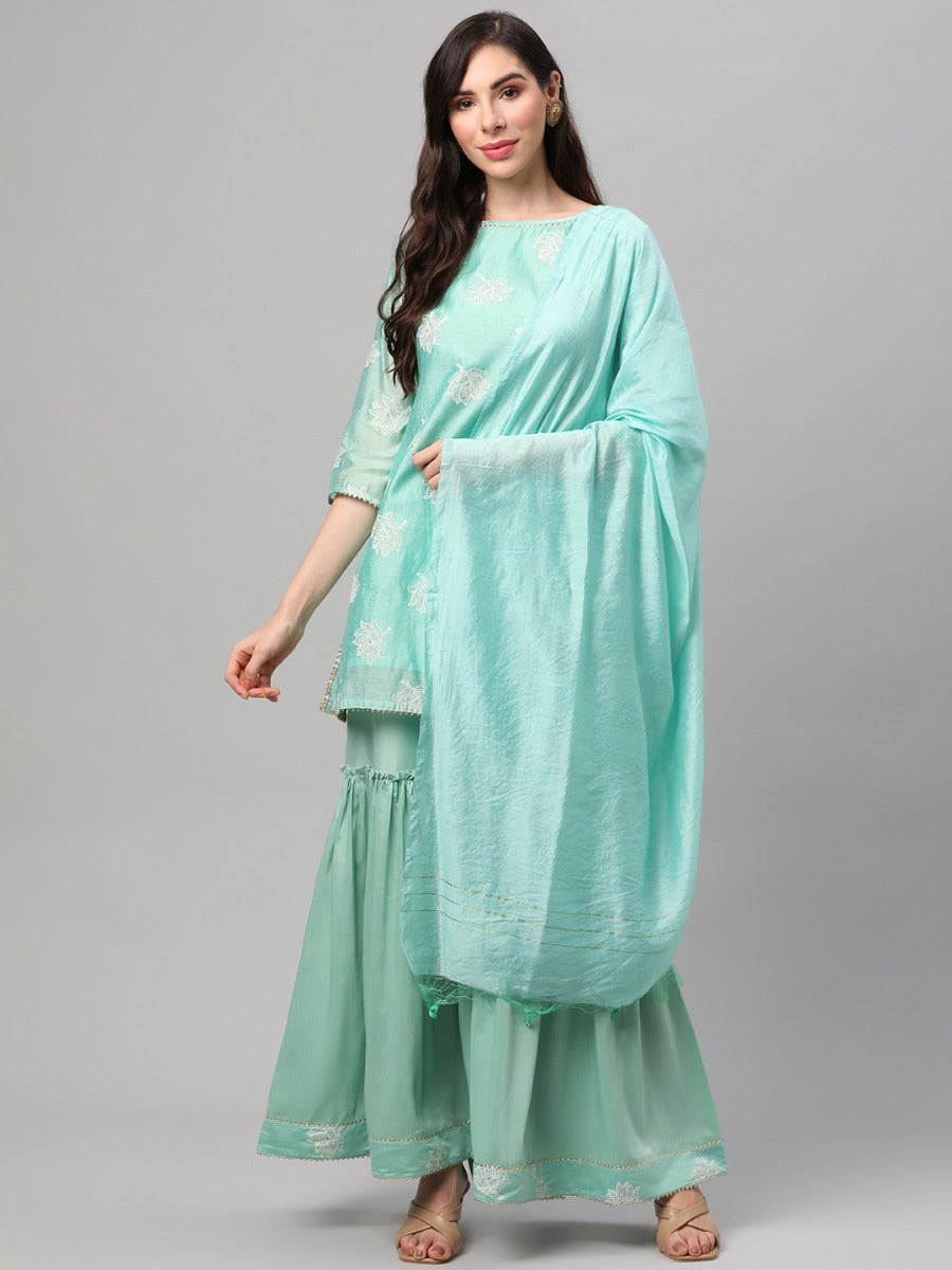 Mint Green Kurta Sharara Dupatta at Best Prices at SHREE