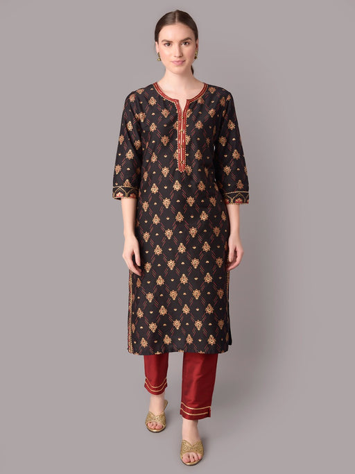 Buy Ketch Black Printed Strap Kurta With Trouser And Dupatta for Women  Online at Rs.639 - Ketch