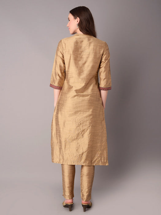 Yellow Silk Kurti w/Brown Plain Chudidar – Bawri Collection